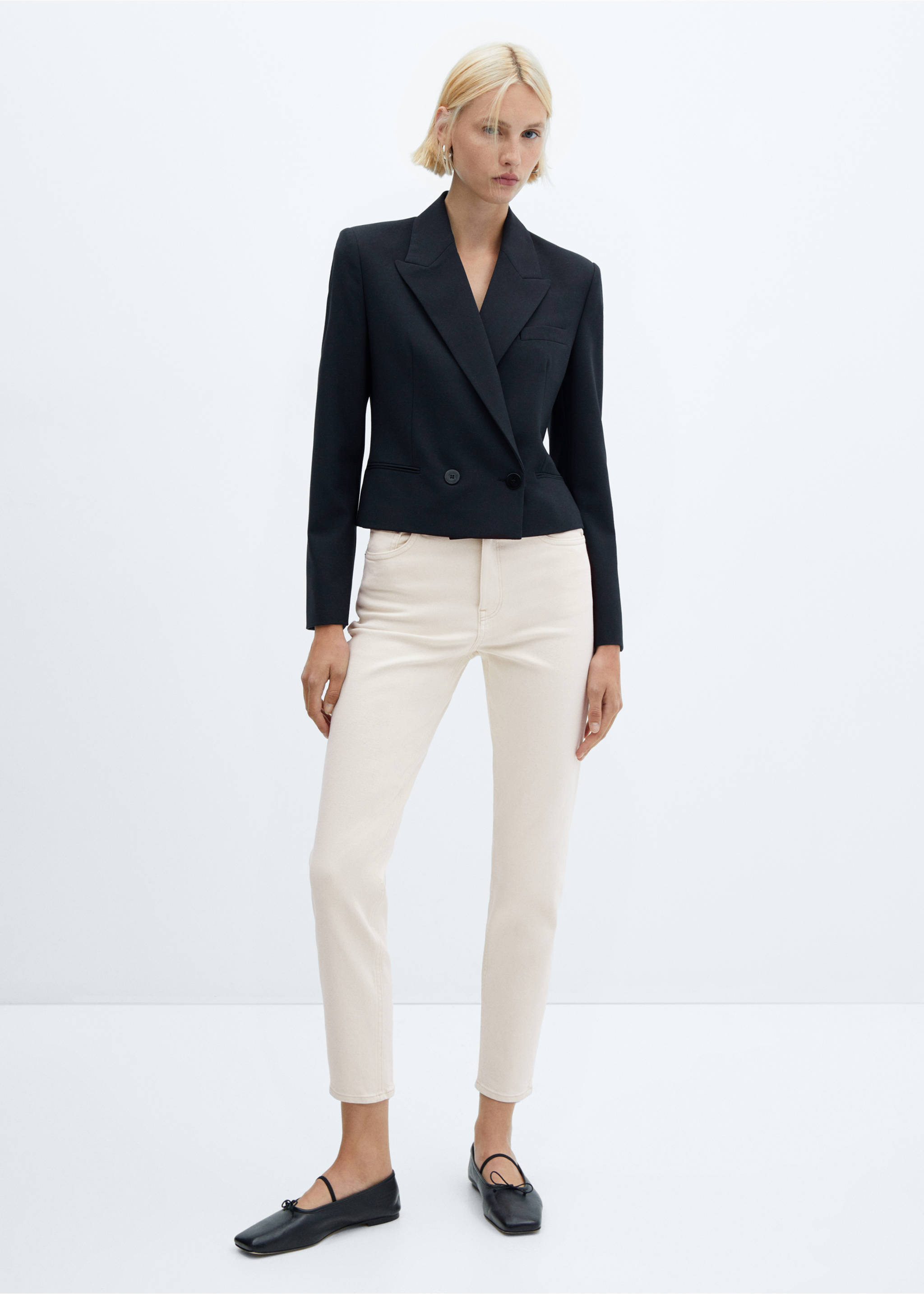 Jeans Newmom confort tiro alto - Plano general, Blanco roto. Ref: 57050290-00.