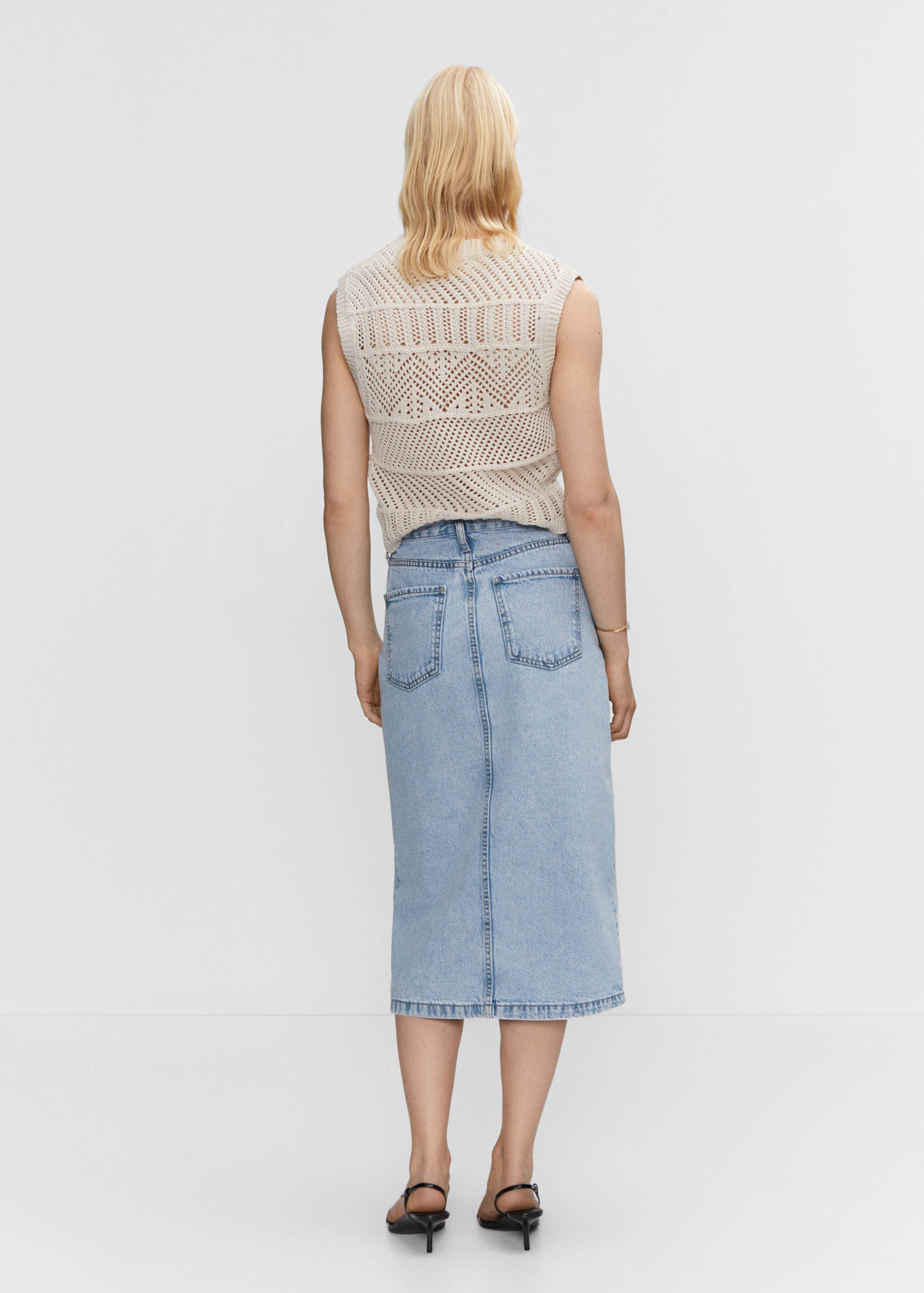 Denim midi-skirt - Reverse of the article