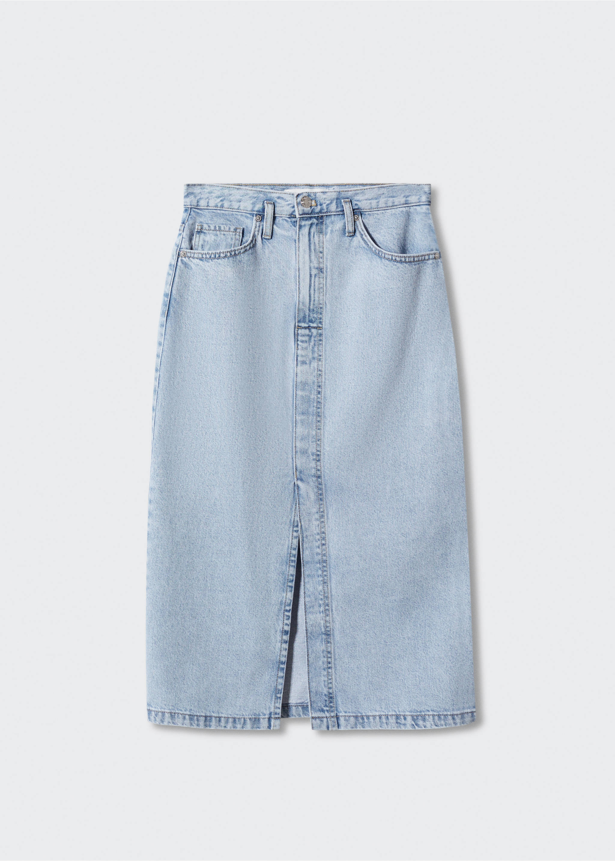 Denim midi-skirt - Article without model, Light Blue. Ref: 57050335-00.