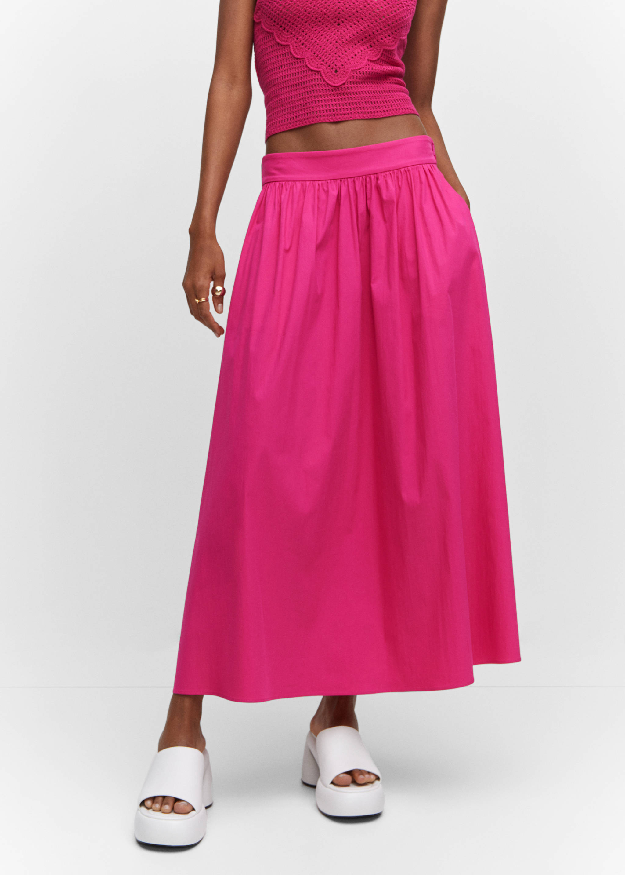 Pleat detail long skirt - Medium plane