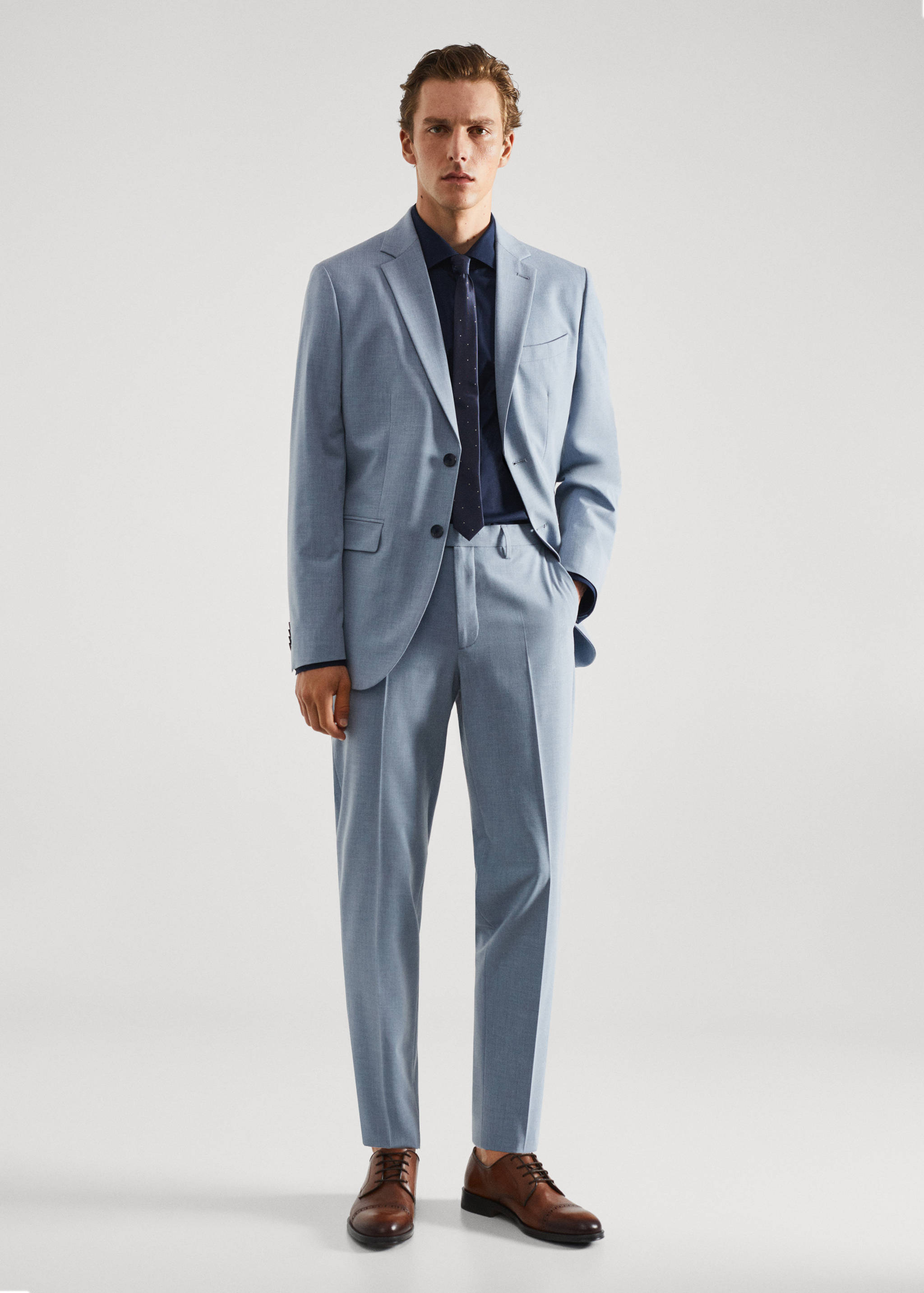 Camisa traje slim fit algodón popelín - Plano general