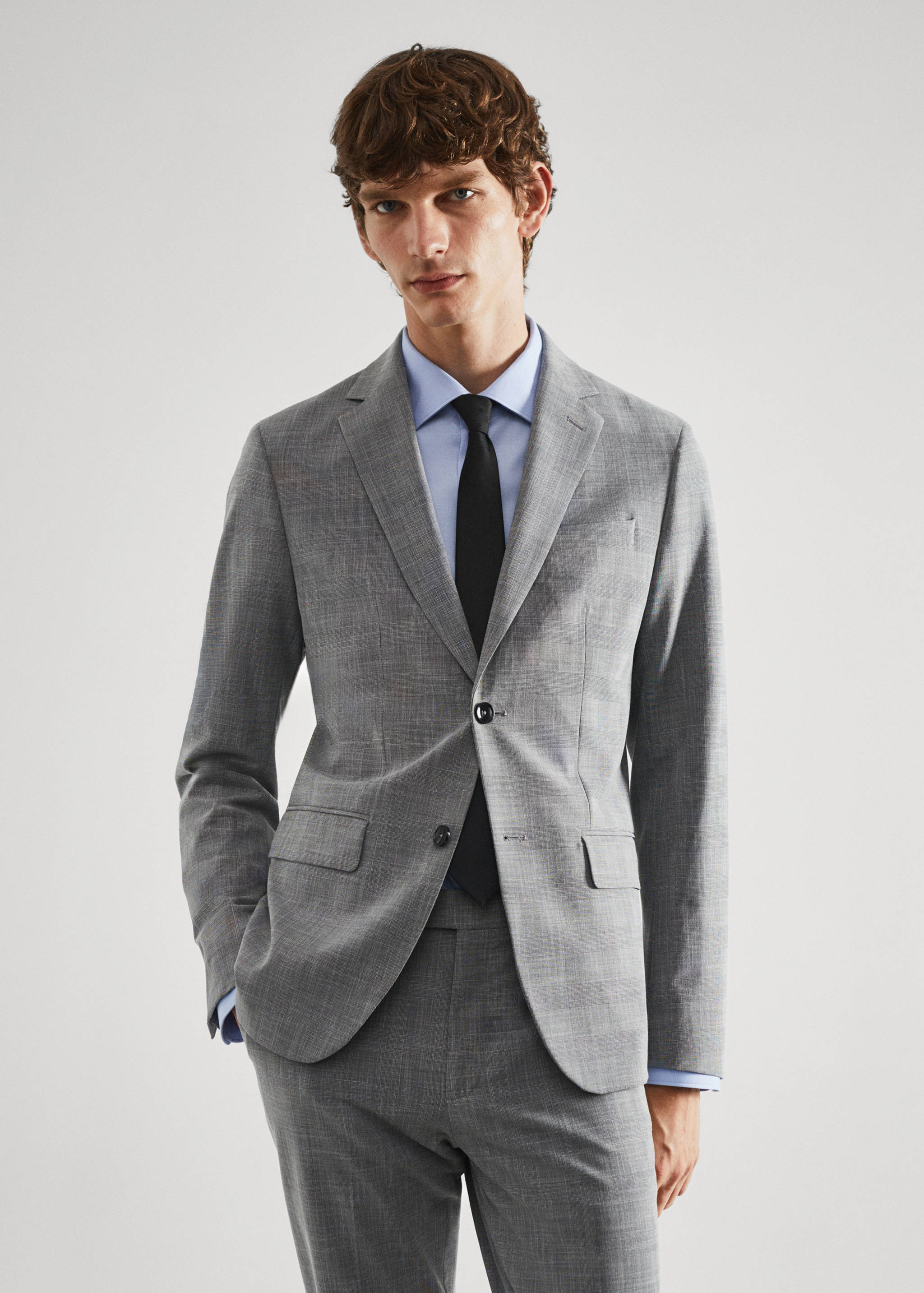 Veste costume imprimée slim-fit tissu stretch - Plan moyen