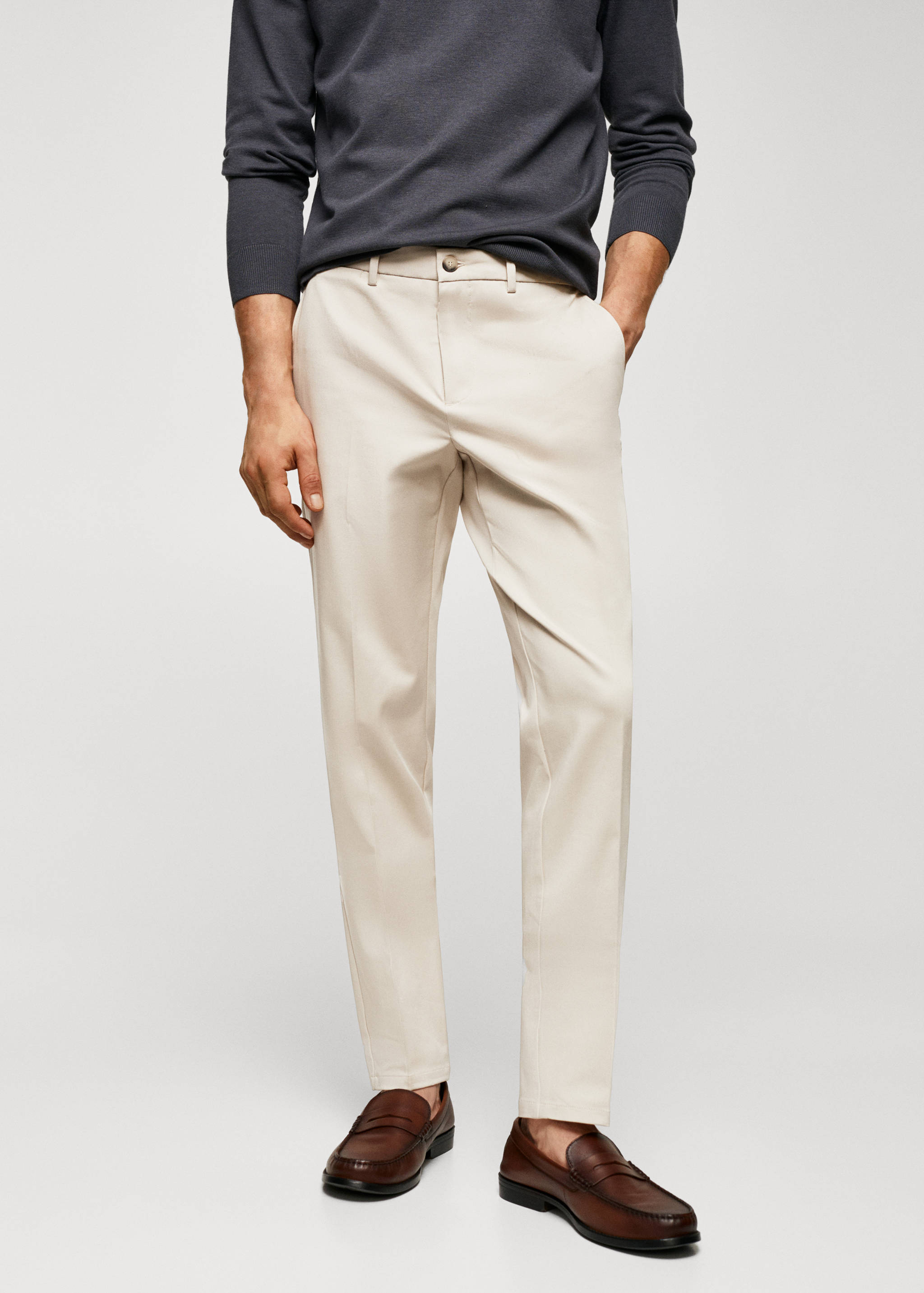 Slim fit chino trousers - Medium plane