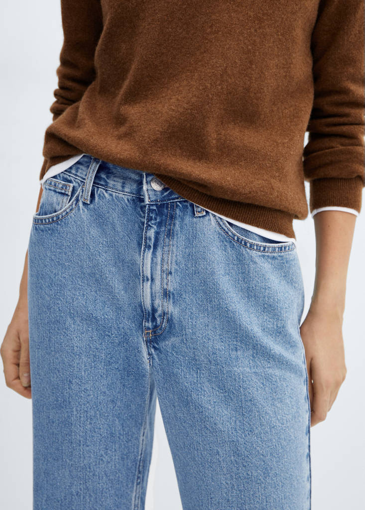 Mid-rise straight jeans — Medium Blue