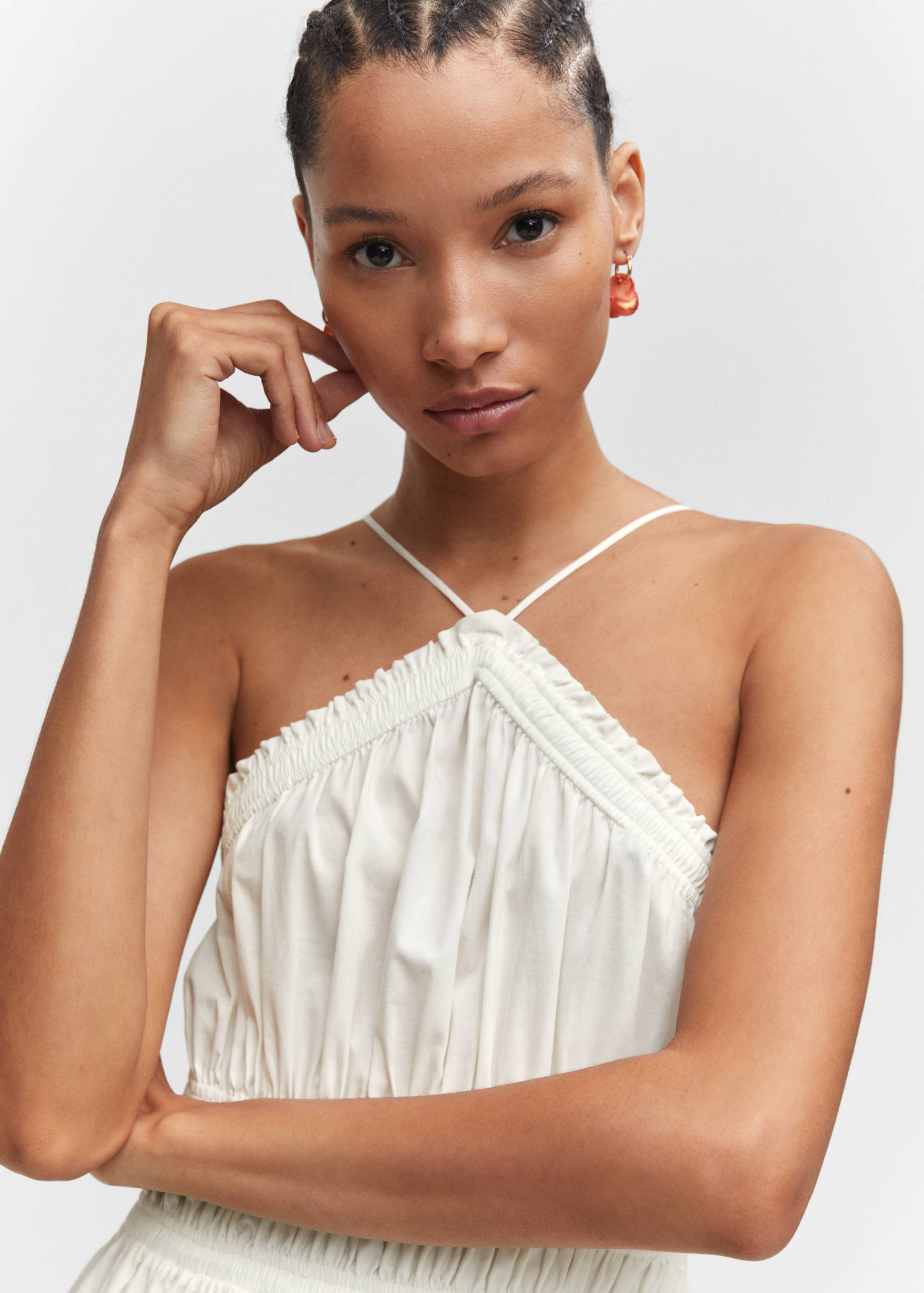 Halter-neck dress with ruffle details - Details of the article 1