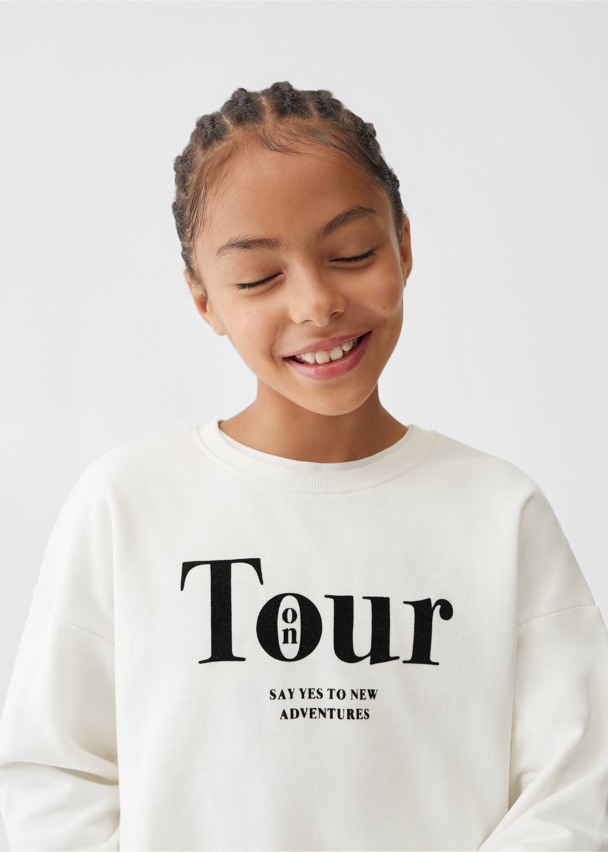 Printed cotton sweatshirt - Details of the article 1, Off White. Ref: 57052521-00.