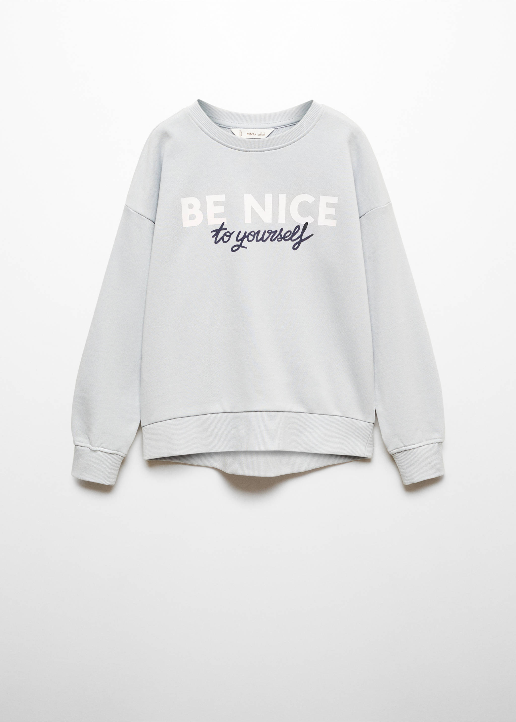 Printed cotton sweatshirt - Article without model, Sky Blue. Ref: 57052521-00.