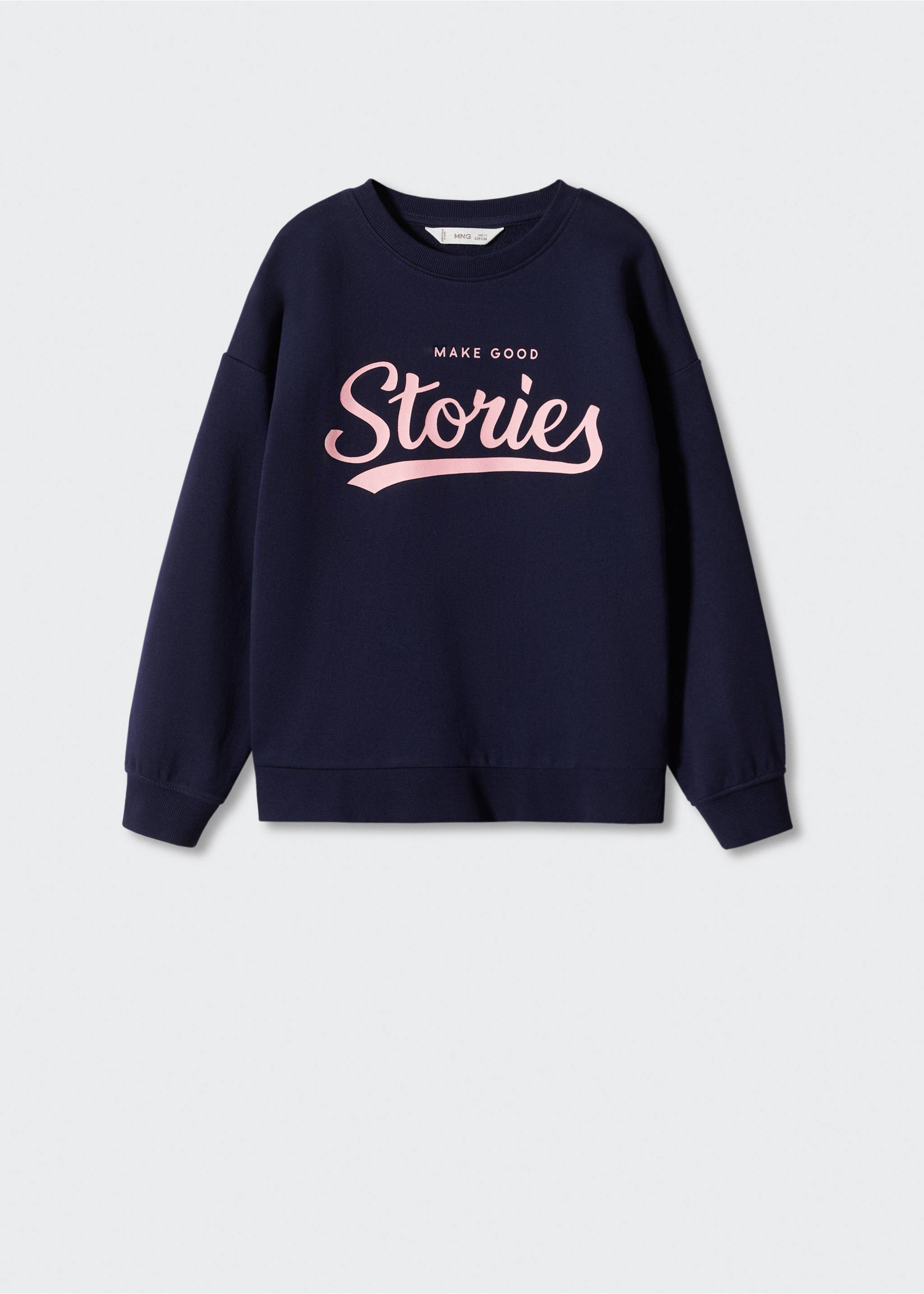 Printed cotton sweatshirt - Article without model, Navy. Ref: 57052521-00.