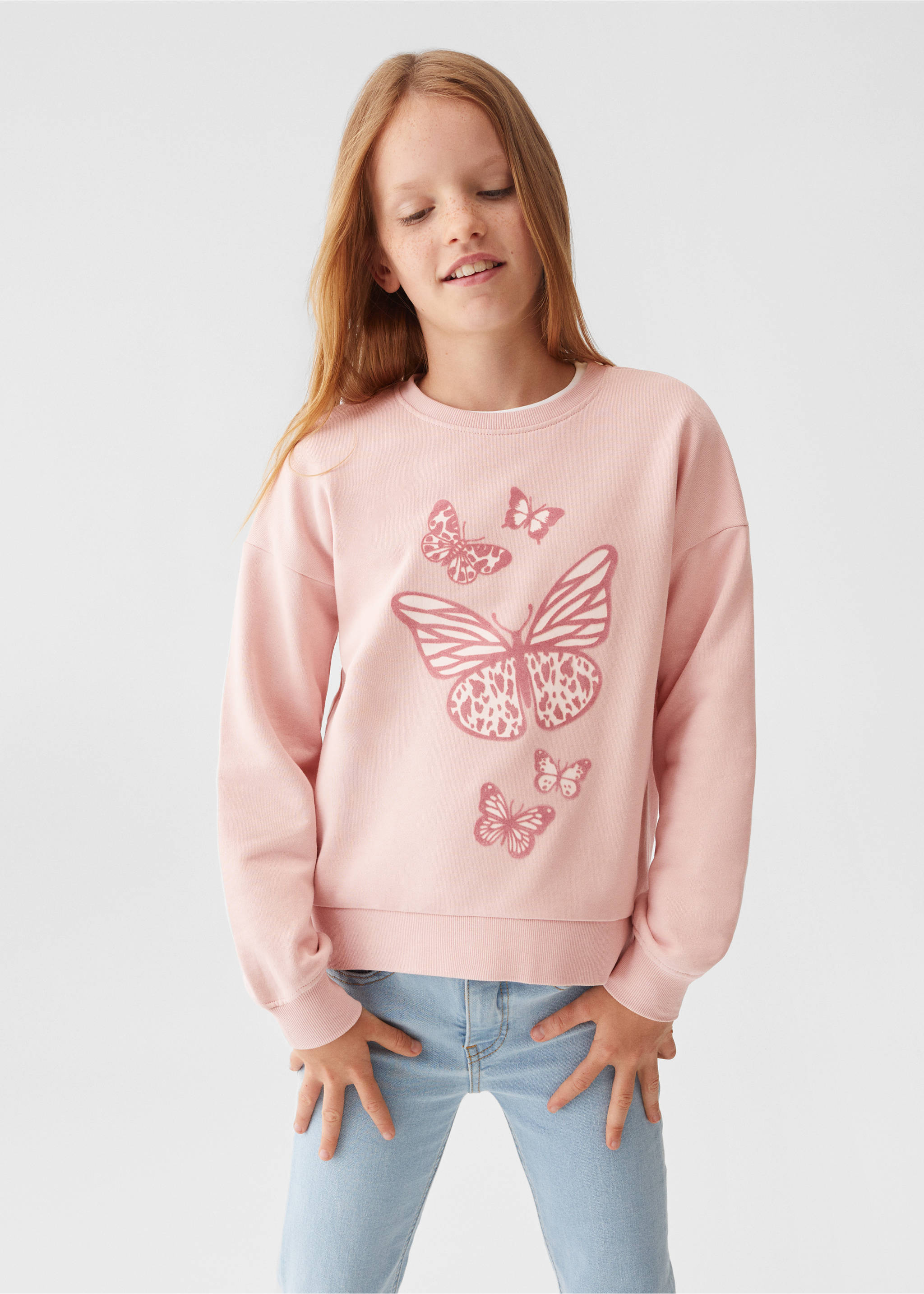 Printed cotton sweatshirt - Medium plane, Pink. Ref: 57052521-00.
