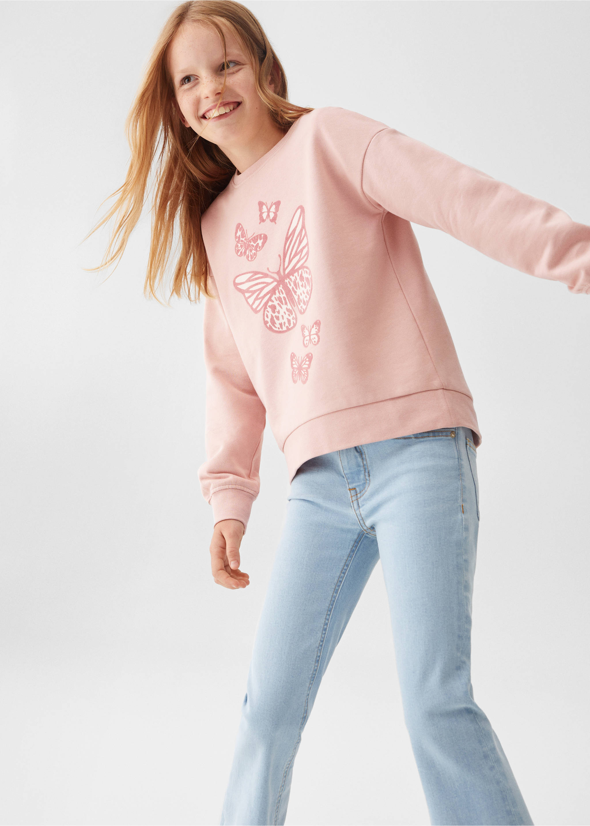 Printed cotton sweatshirt - Details of the article 2, Pink. Ref: 57052521-00.