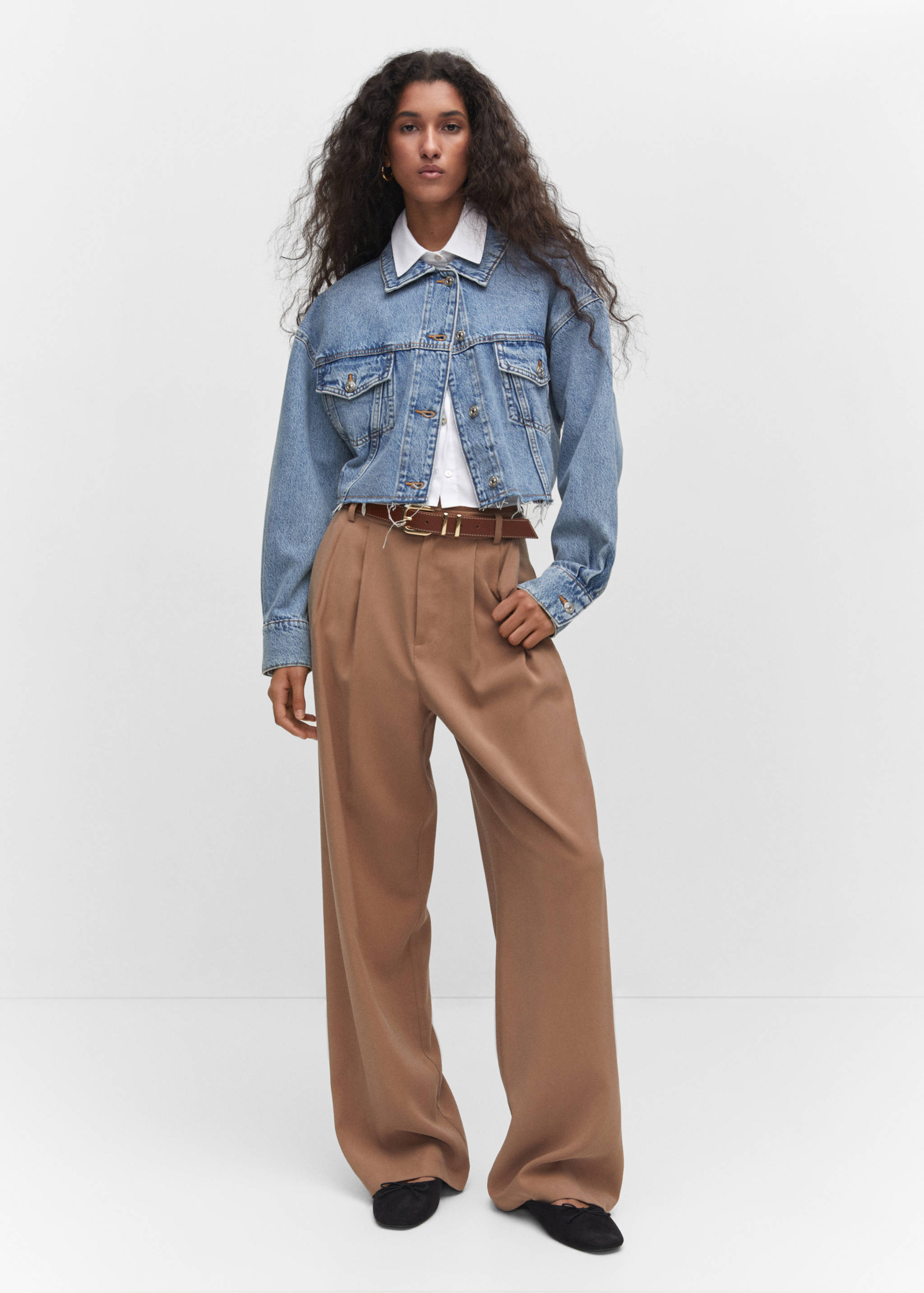 Cropped denim jacket - General plane