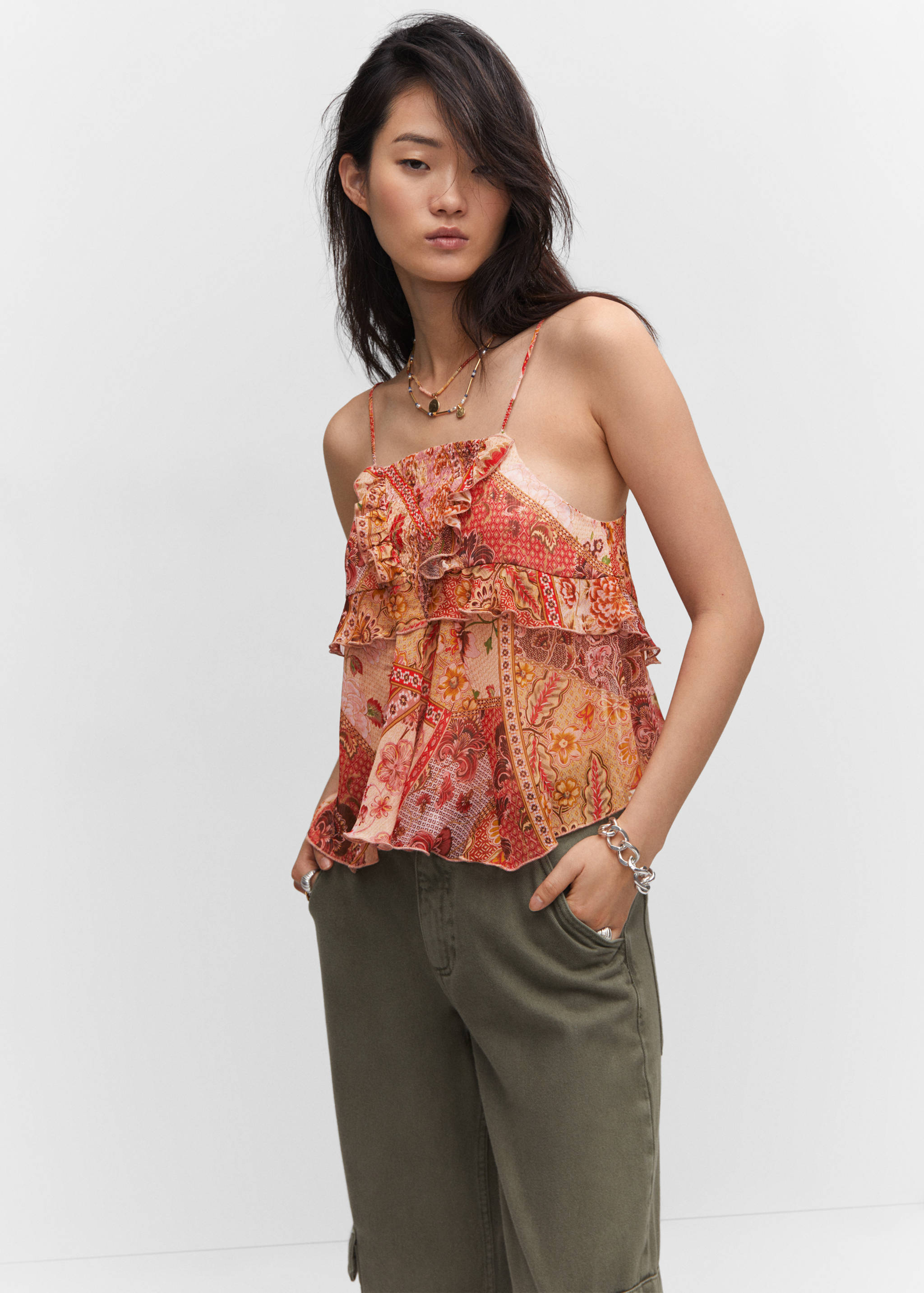 Printed chiffon top - Medium plane