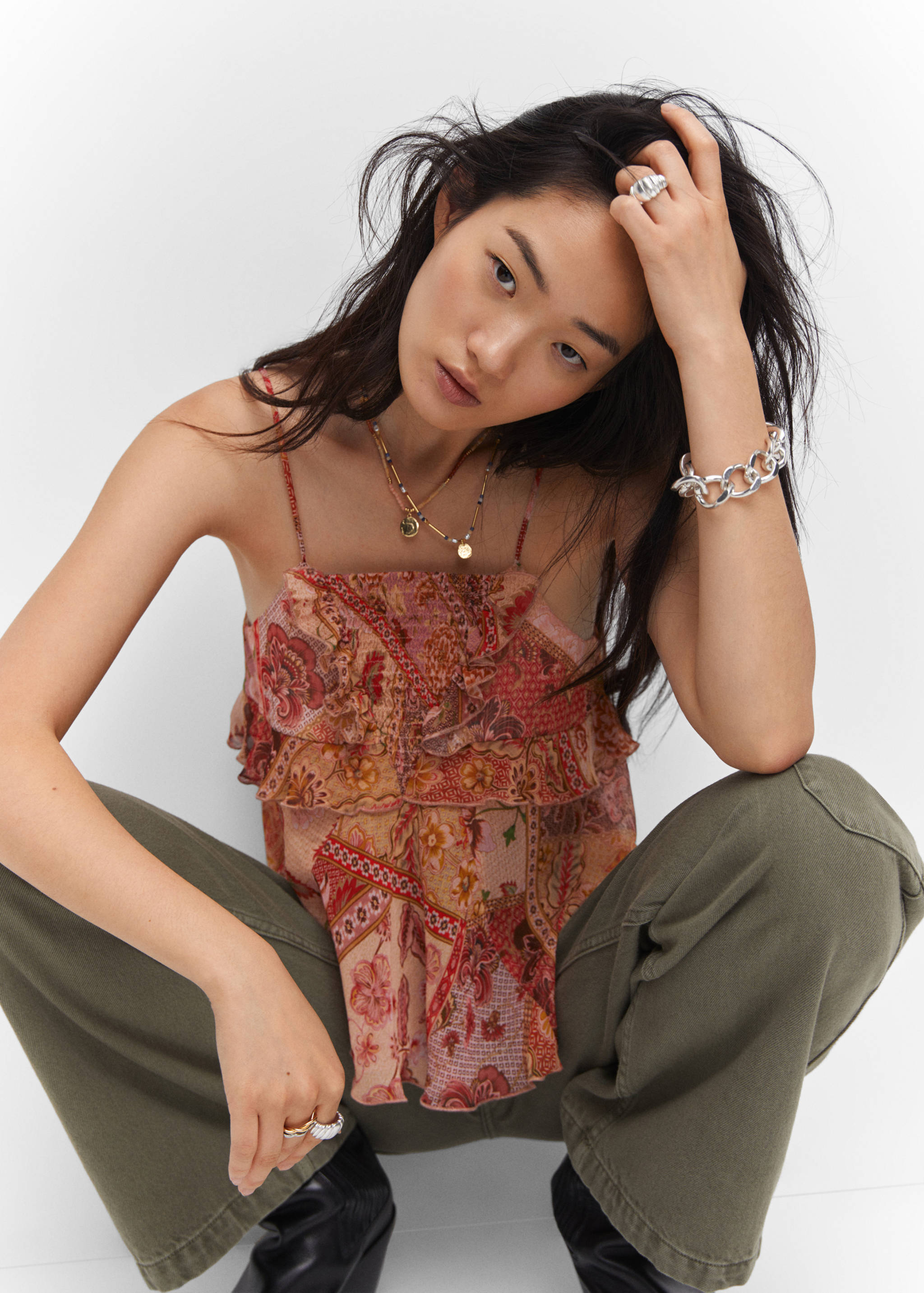 Printed chiffon top - Details of the article 2