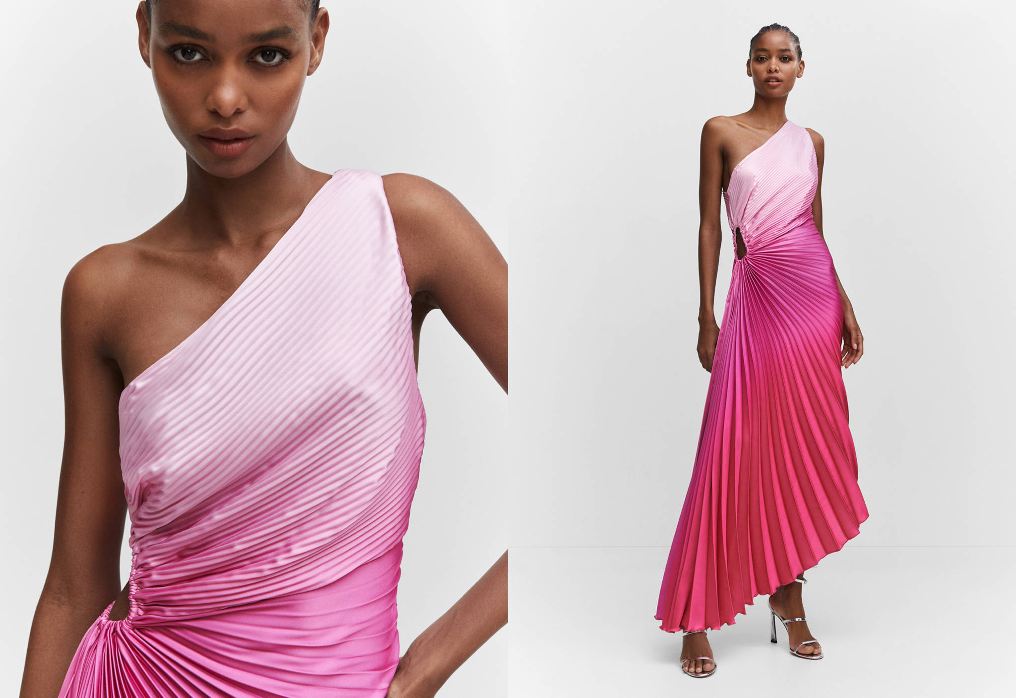 Asymmetrical pleated dress - Women | MANGO Montenegro