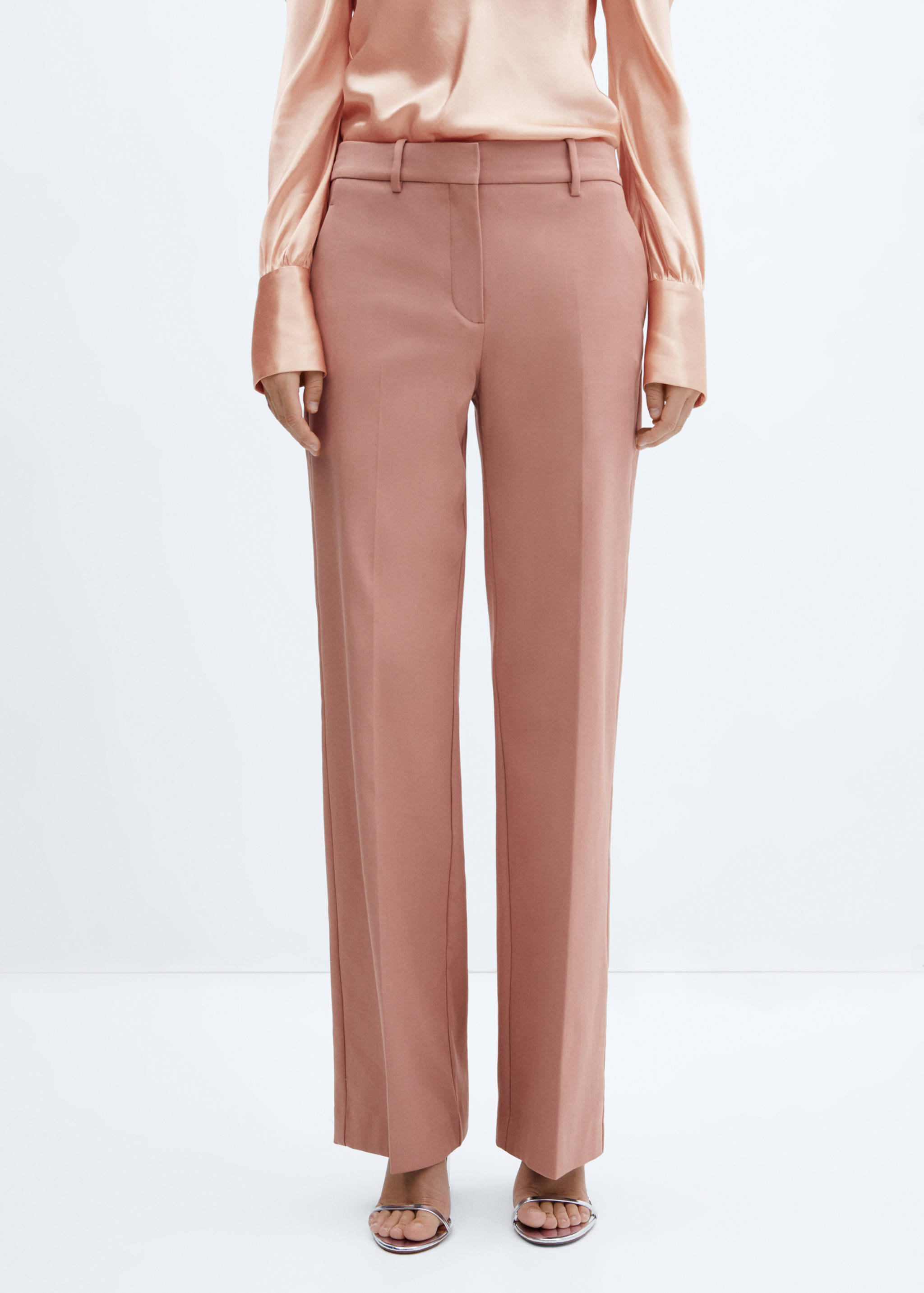 High-waist straight trousers - Medium plane