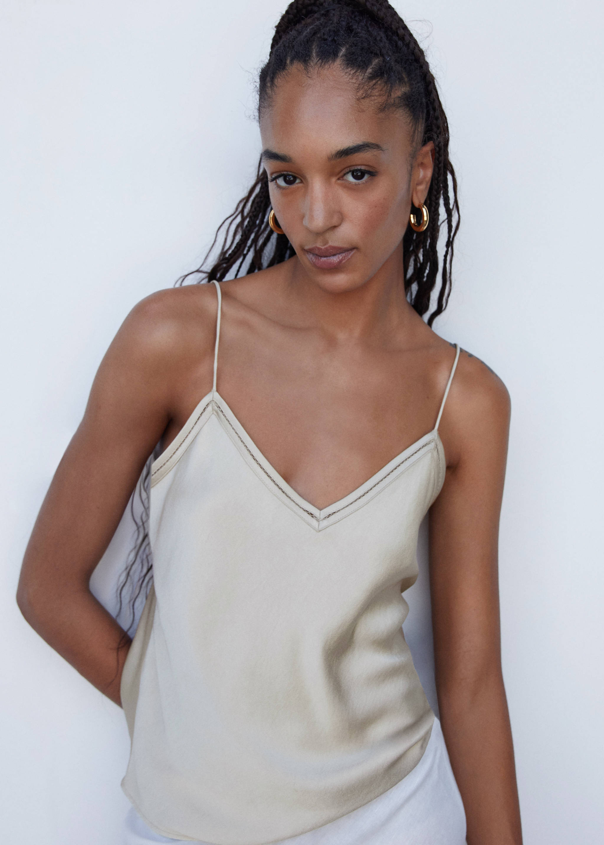 Pleated lace top - Details of the article 1