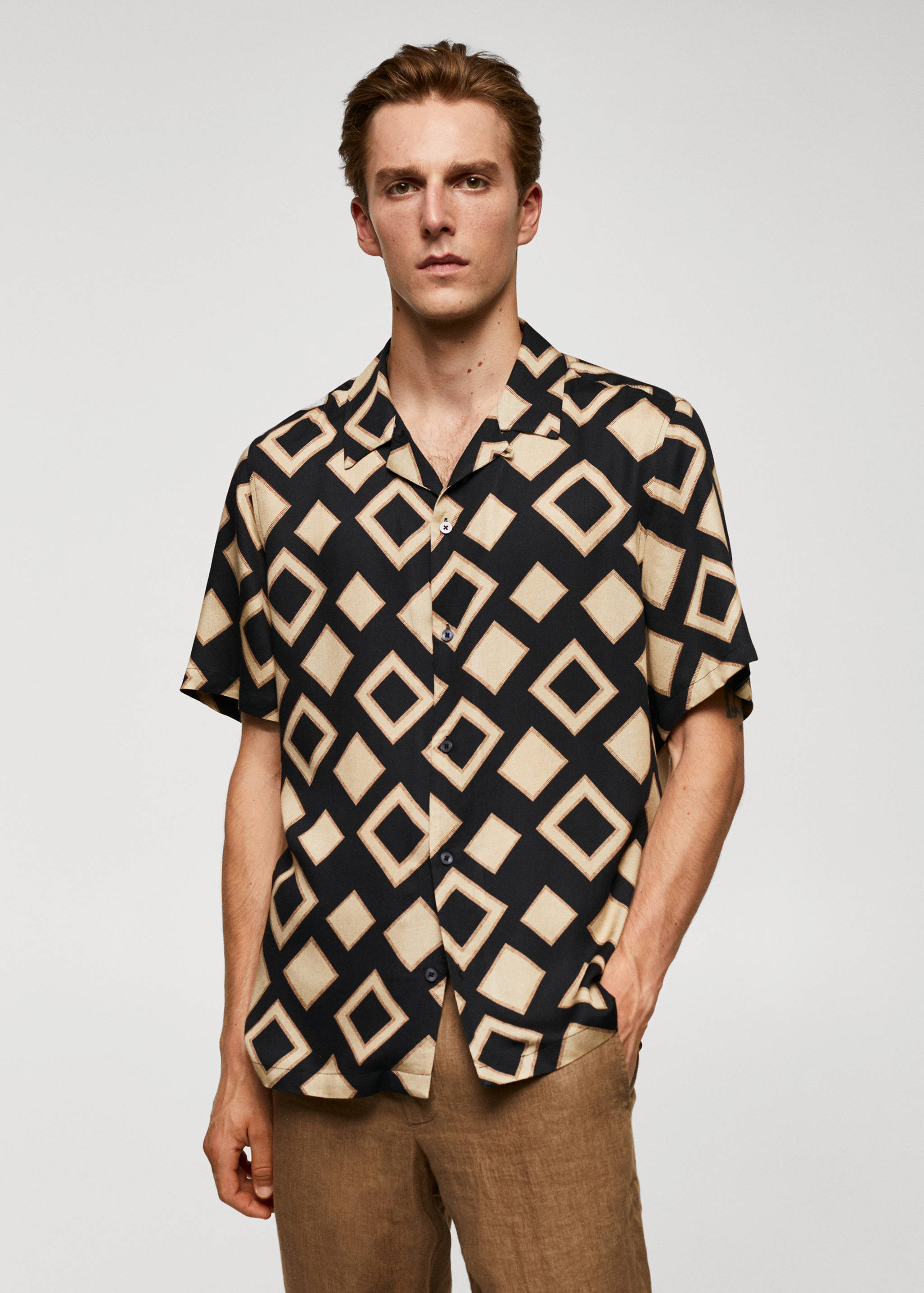 Chemise bowling en imprimé géométrique - Plan moyen