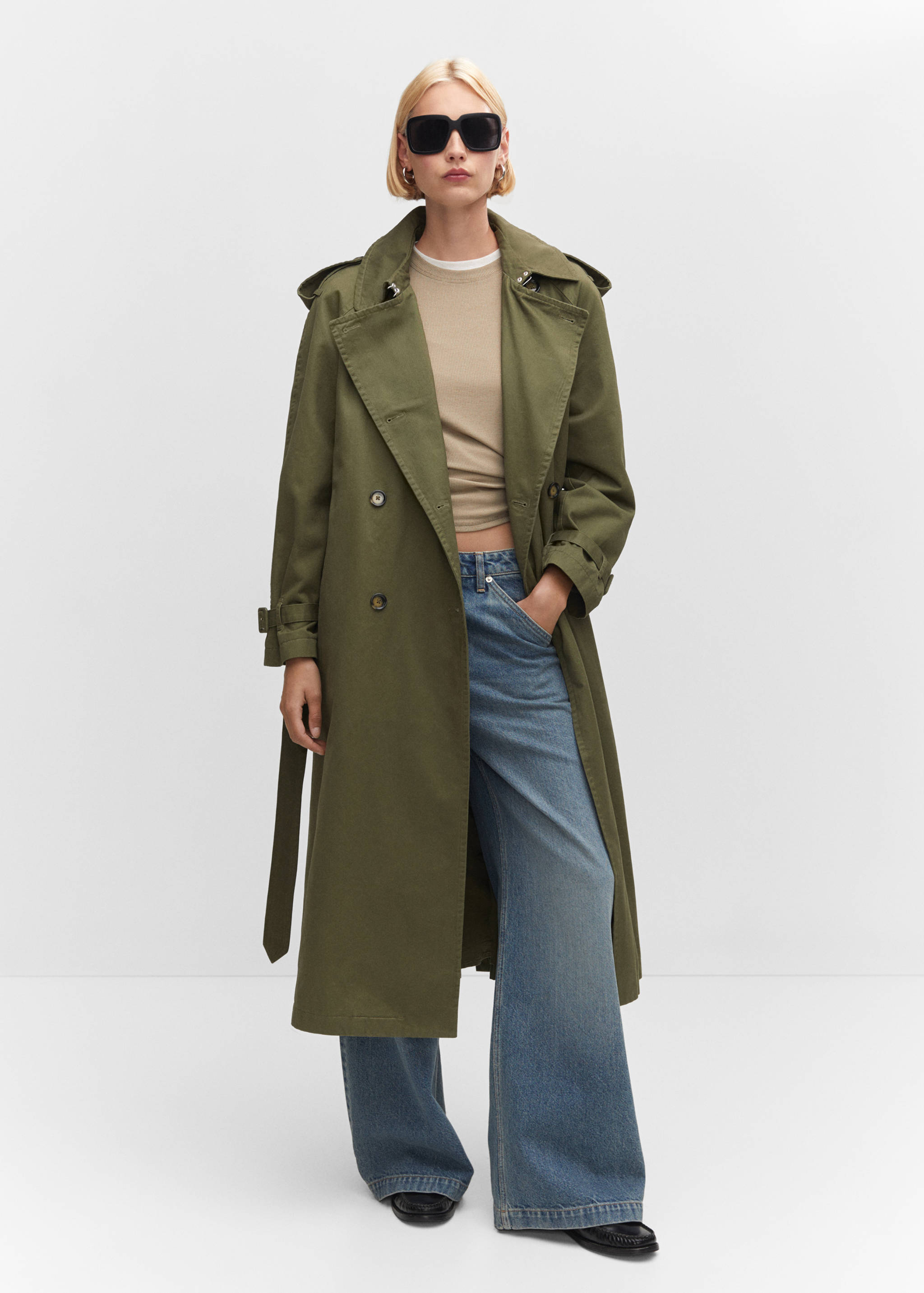 Cotton lapel trench - General plane