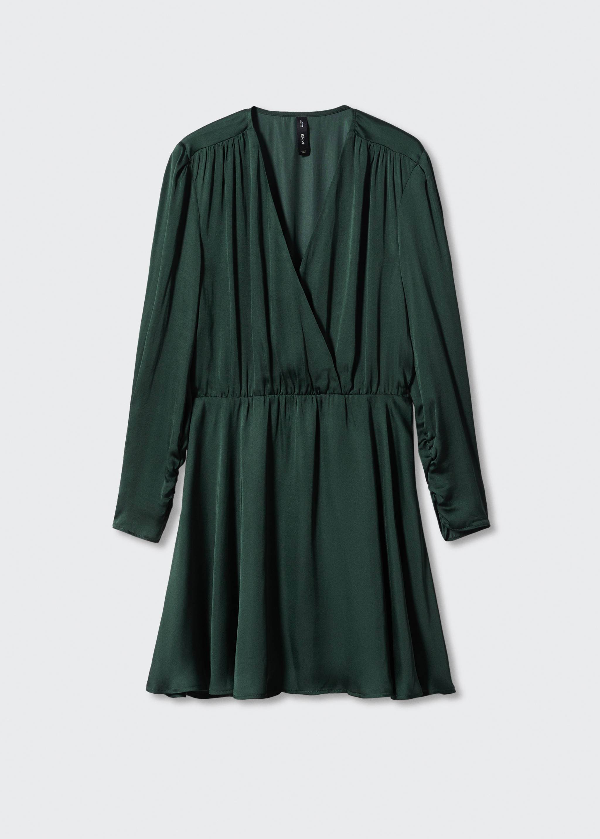 包裹式缎面连身裙 - null