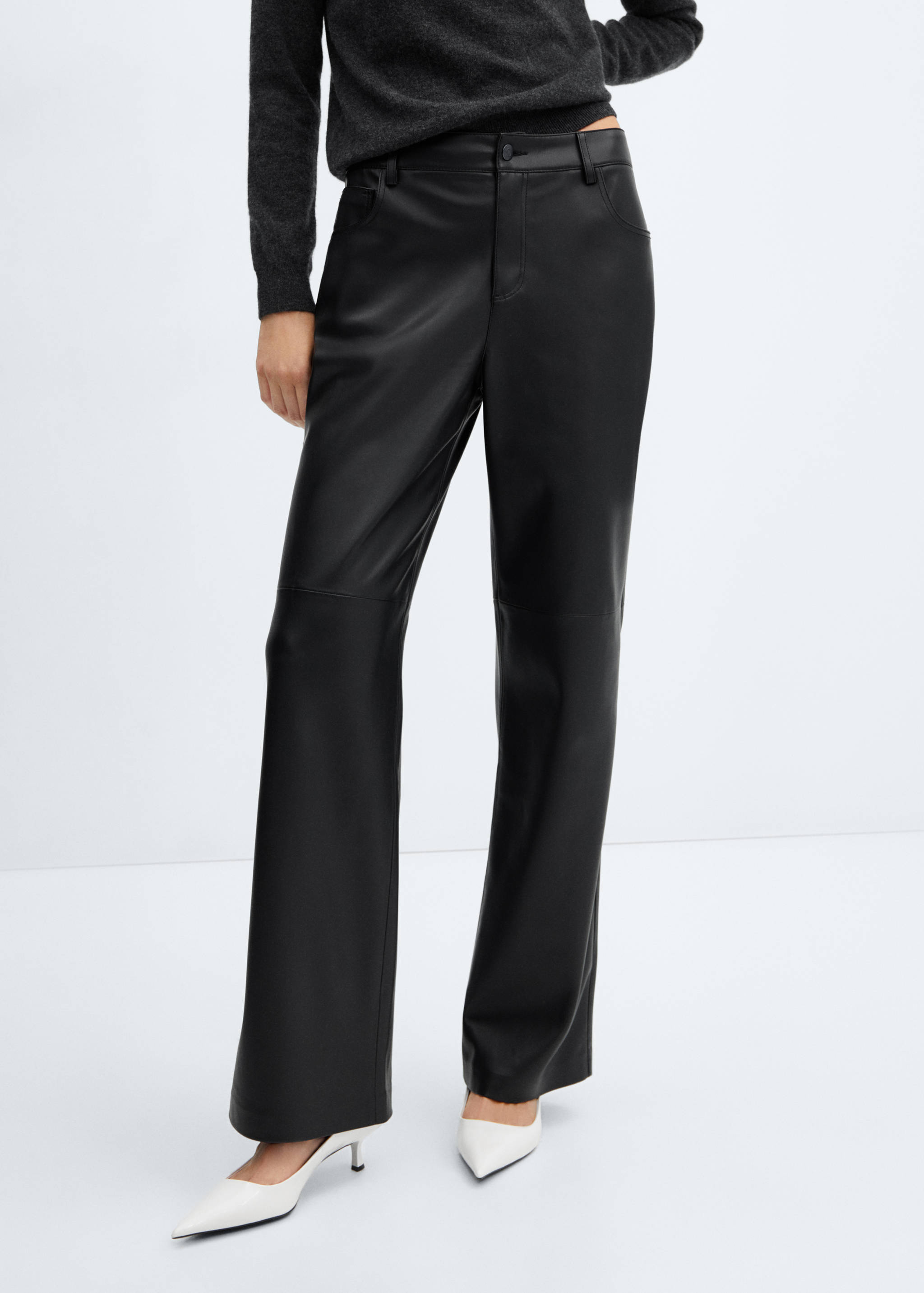 Mid-rise Faux-leather trousers - Medium plane