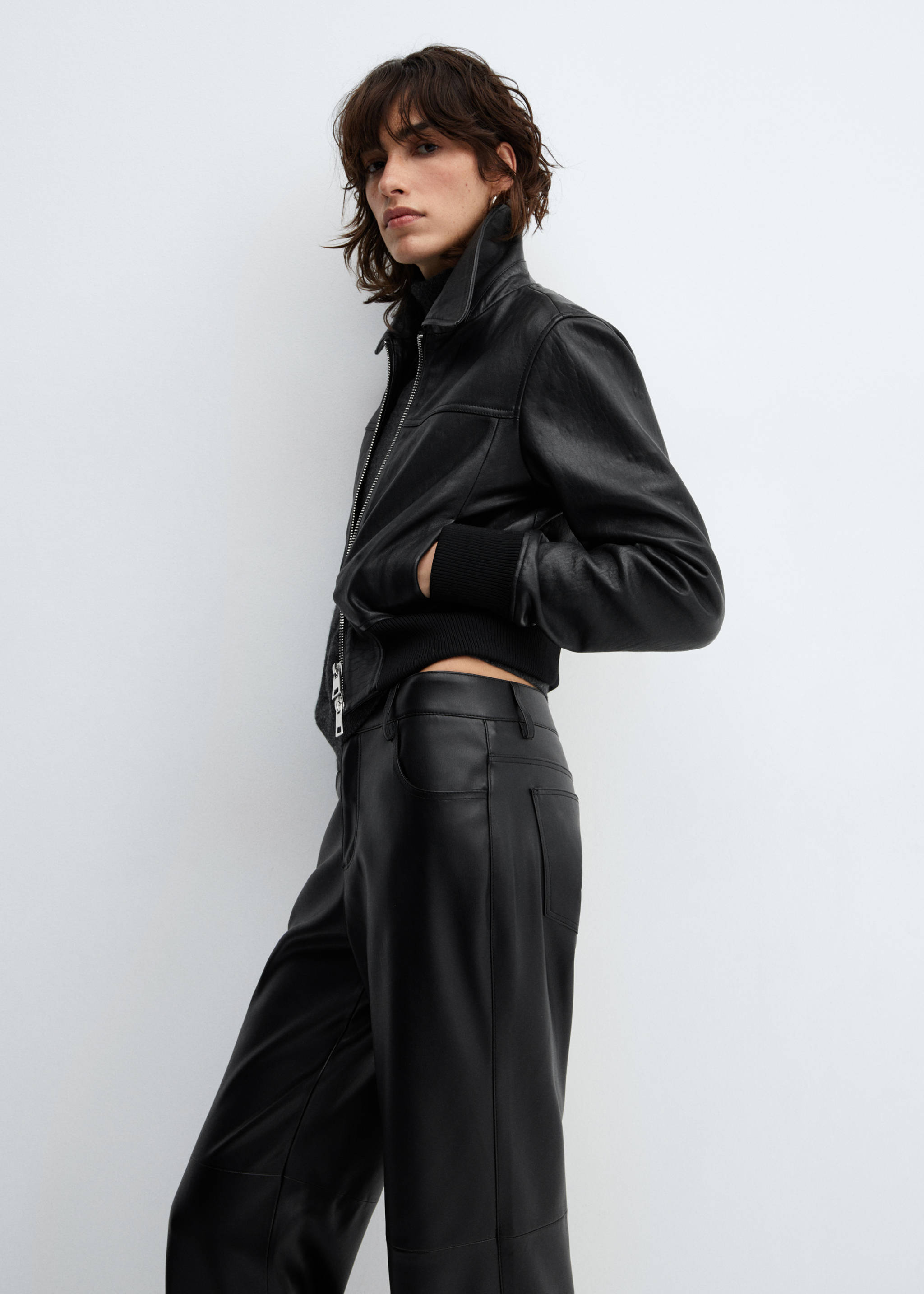 Mid-rise Faux-leather trousers - Details of the article 1