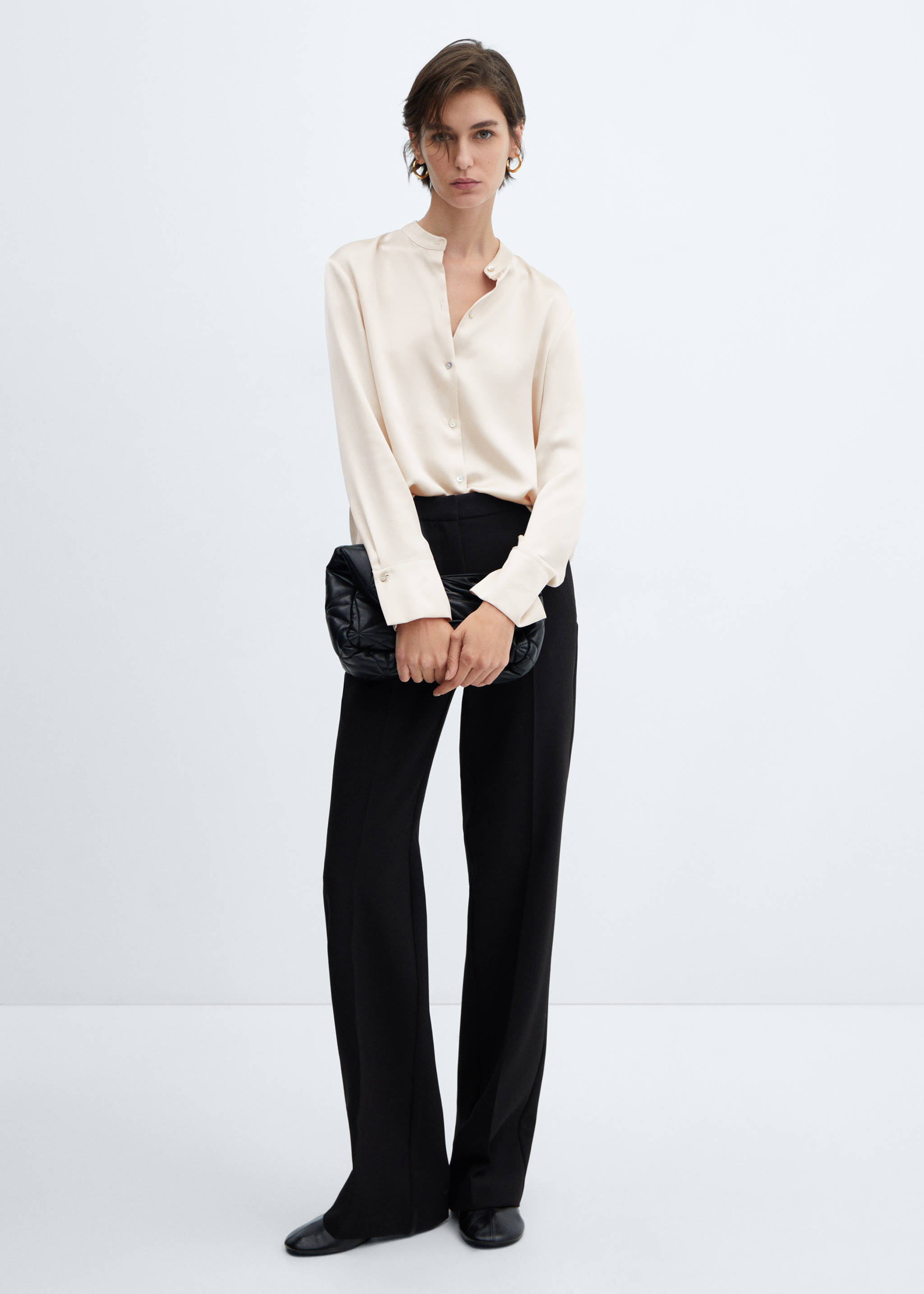 Round-neck satin shirt - General plane