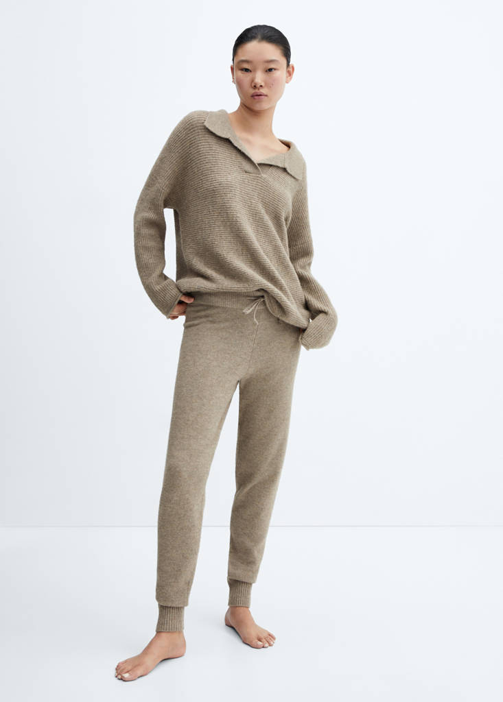 Knit jogger-style trousers — Brown