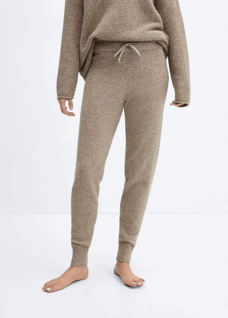 Knit jogger-style trousers — Brown