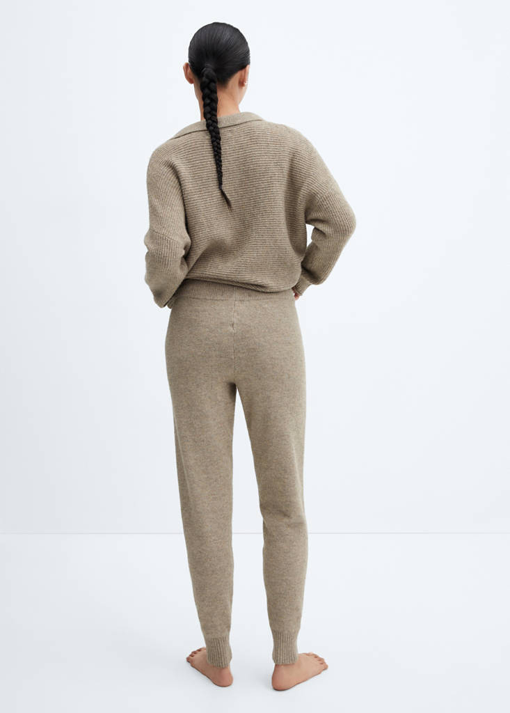 Knit jogger-style trousers — Brown