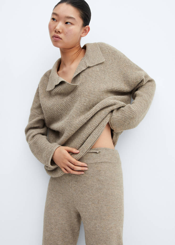 Knit jogger-style trousers — Brown