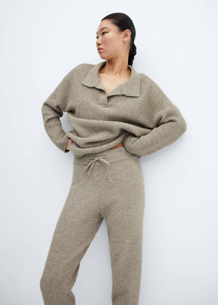 Knit jogger-style trousers — Brown