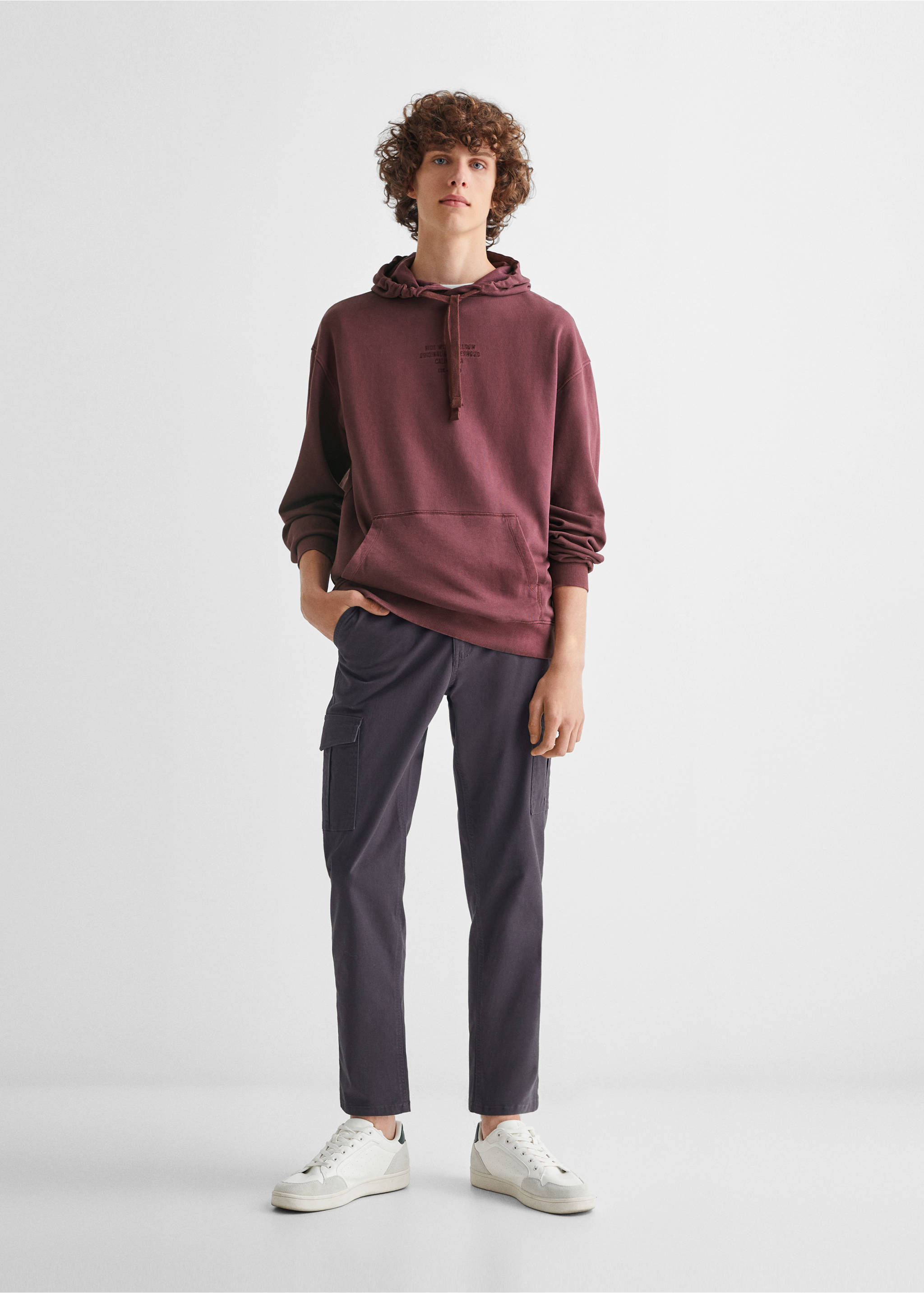 Printed message sweatshirt - General plane, Burgundy. Ref: 57054774-00.