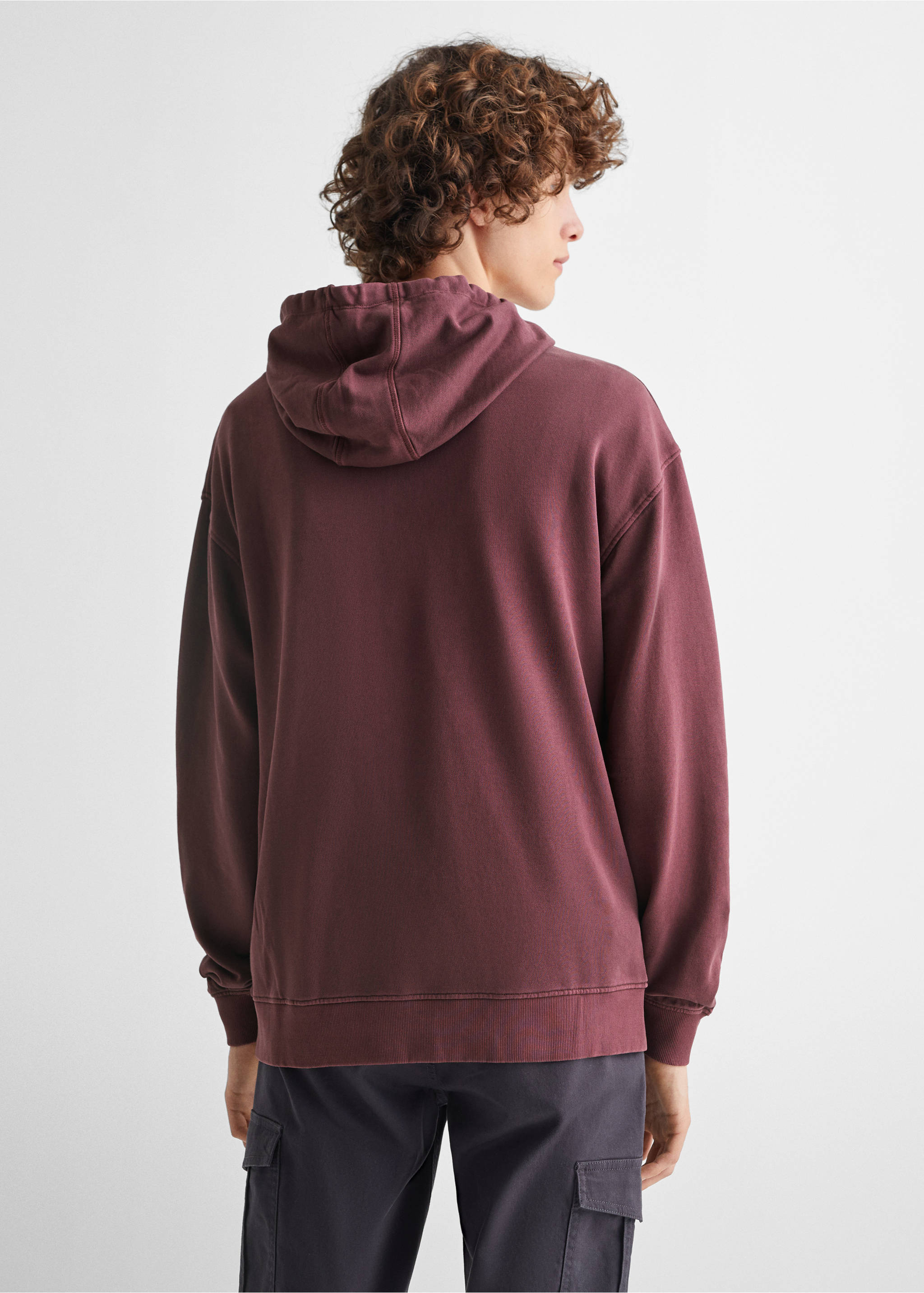 Printed message sweatshirt - Reverse of the article, Burgundy. Ref: 57054774-00.