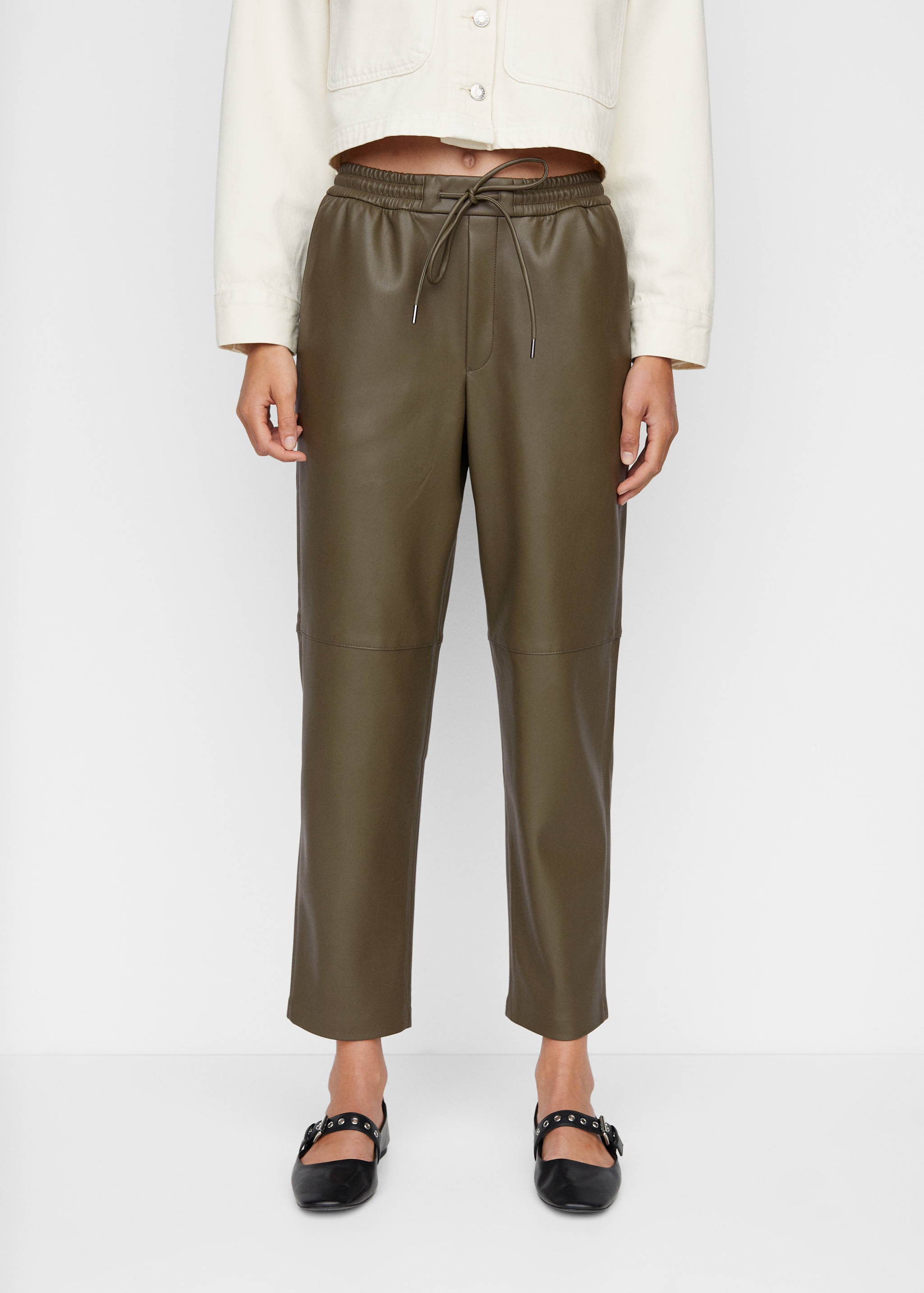 Faux-leather trousers with elastic waist - Medium plane