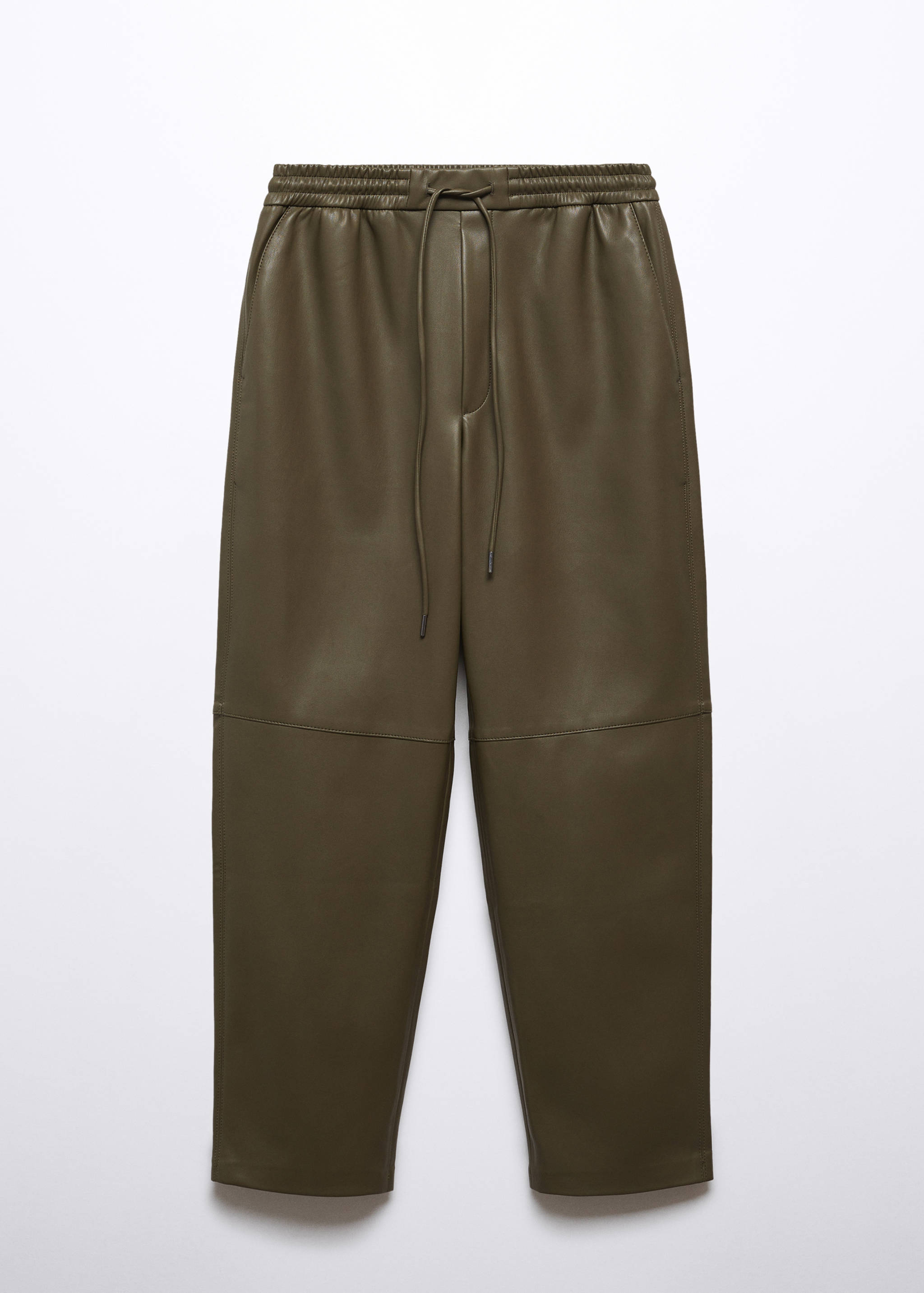 Faux-leather trousers with elastic waist - Article without model