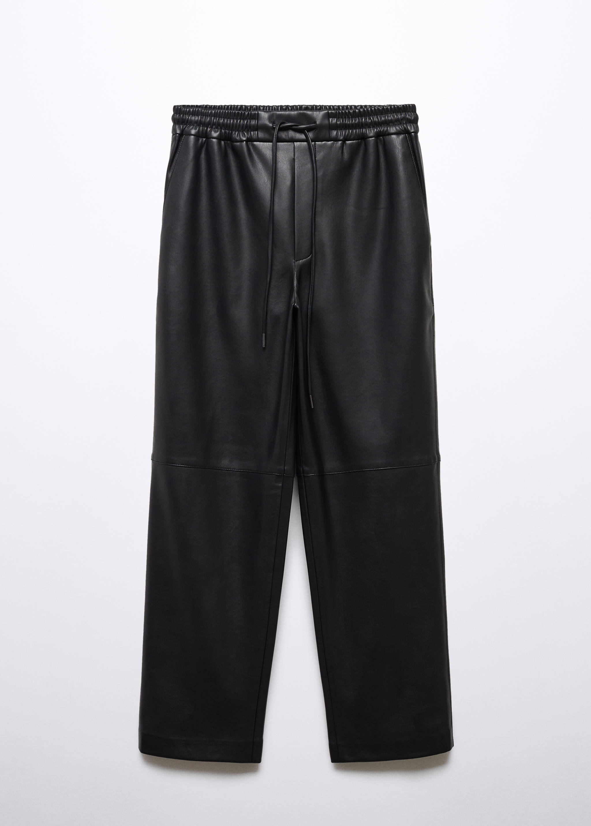 Faux-leather trousers with elastic waist - Article without model