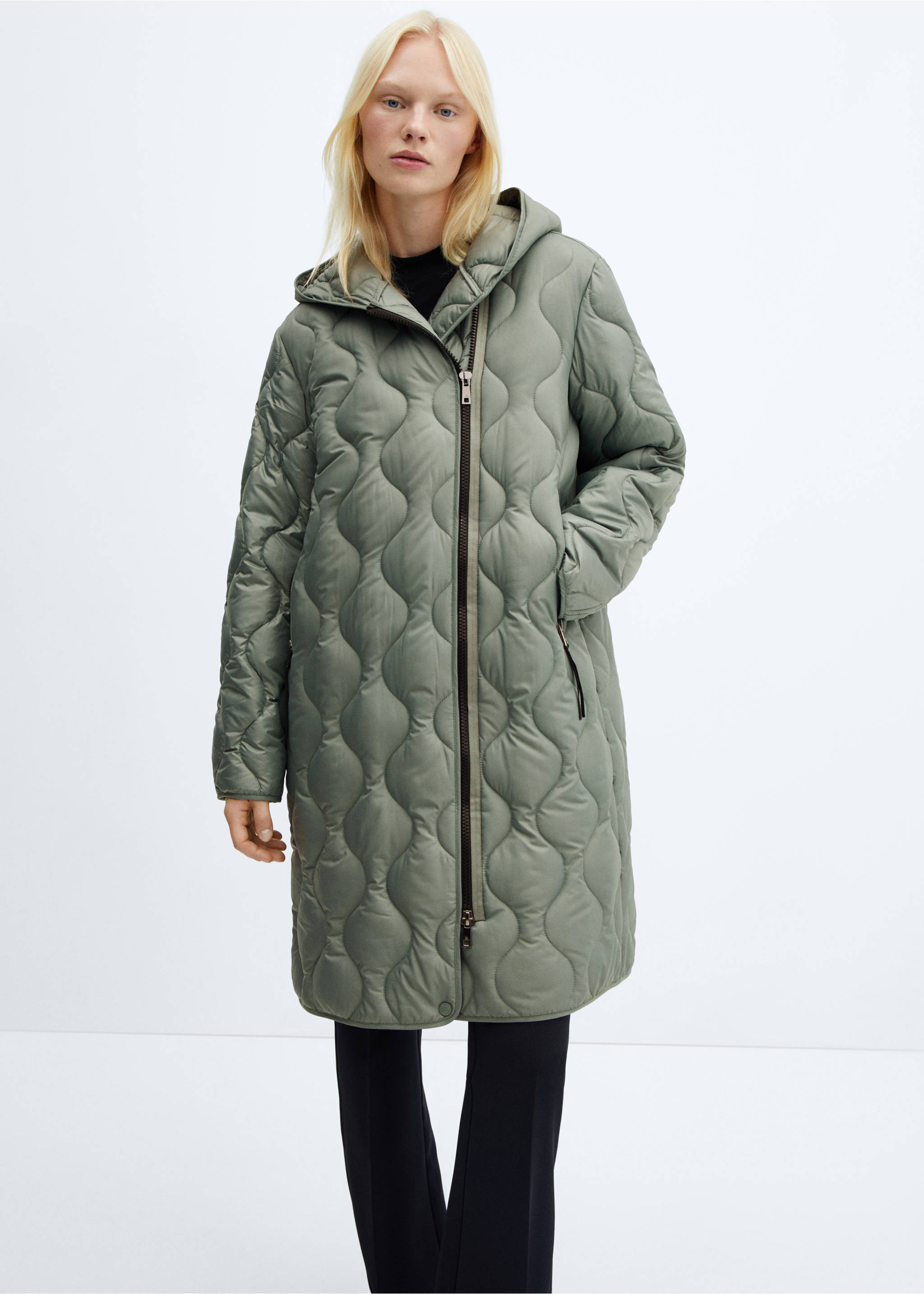Hood puffer coat - Medium plane, Blue. Ref: 57055949-00.