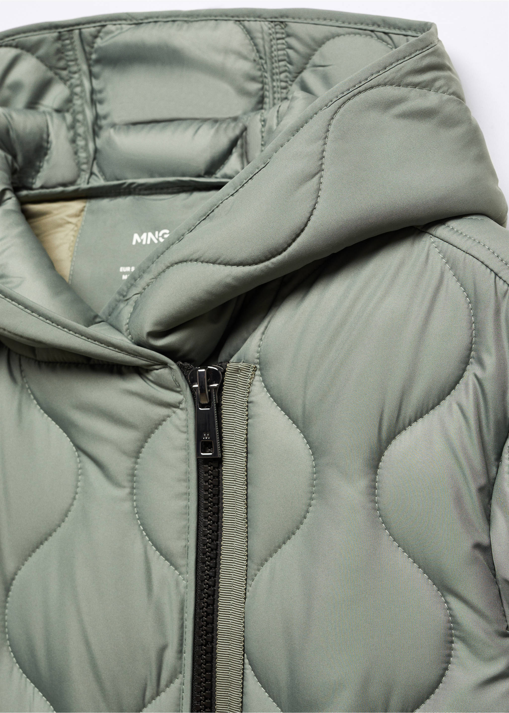 Hood puffer coat - Details of the article 8, Blue. Ref: 57055949-00.