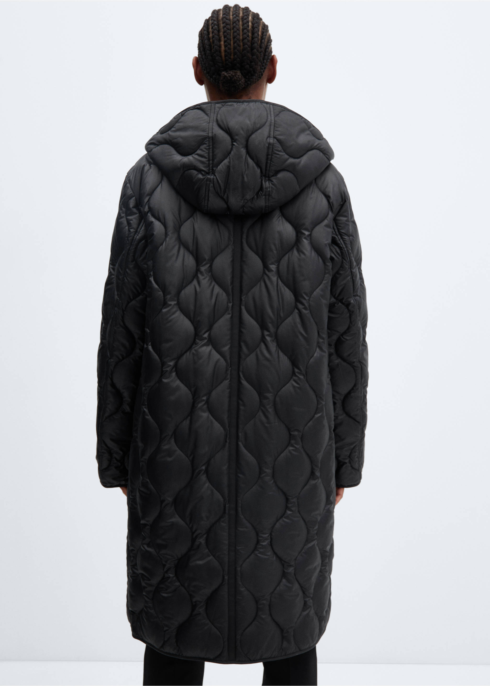 Anorak matelassé à capuche - Verso de l’article, Noir. Ref: 57055949-00.
