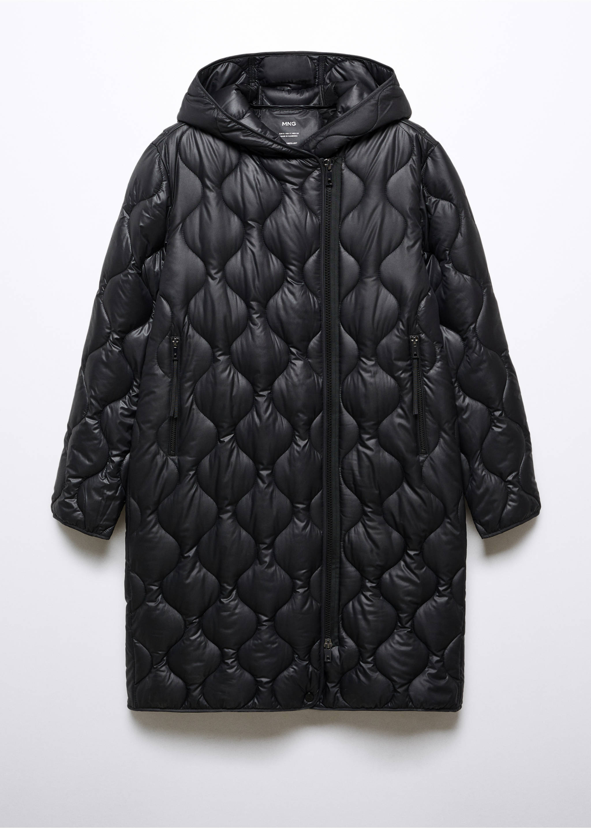 Anorak matelassé à capuche - Article sans modèle, Noir. Ref: 57055949-00.
