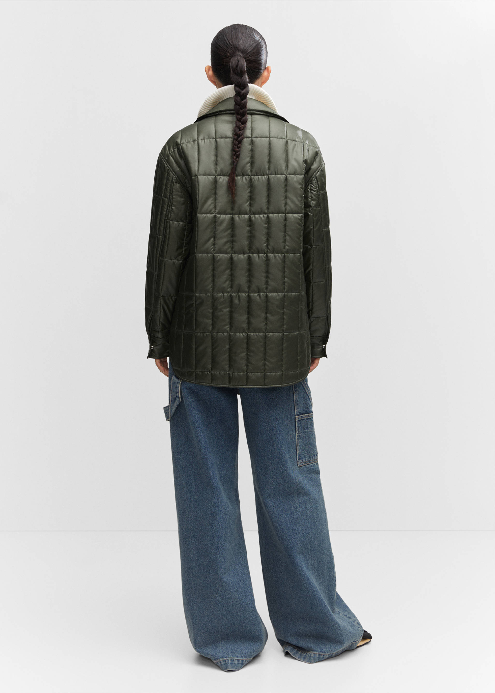 Quilted anorak with shirt collar - Reverse of the article, Khaki. Ref: 57055950-00.