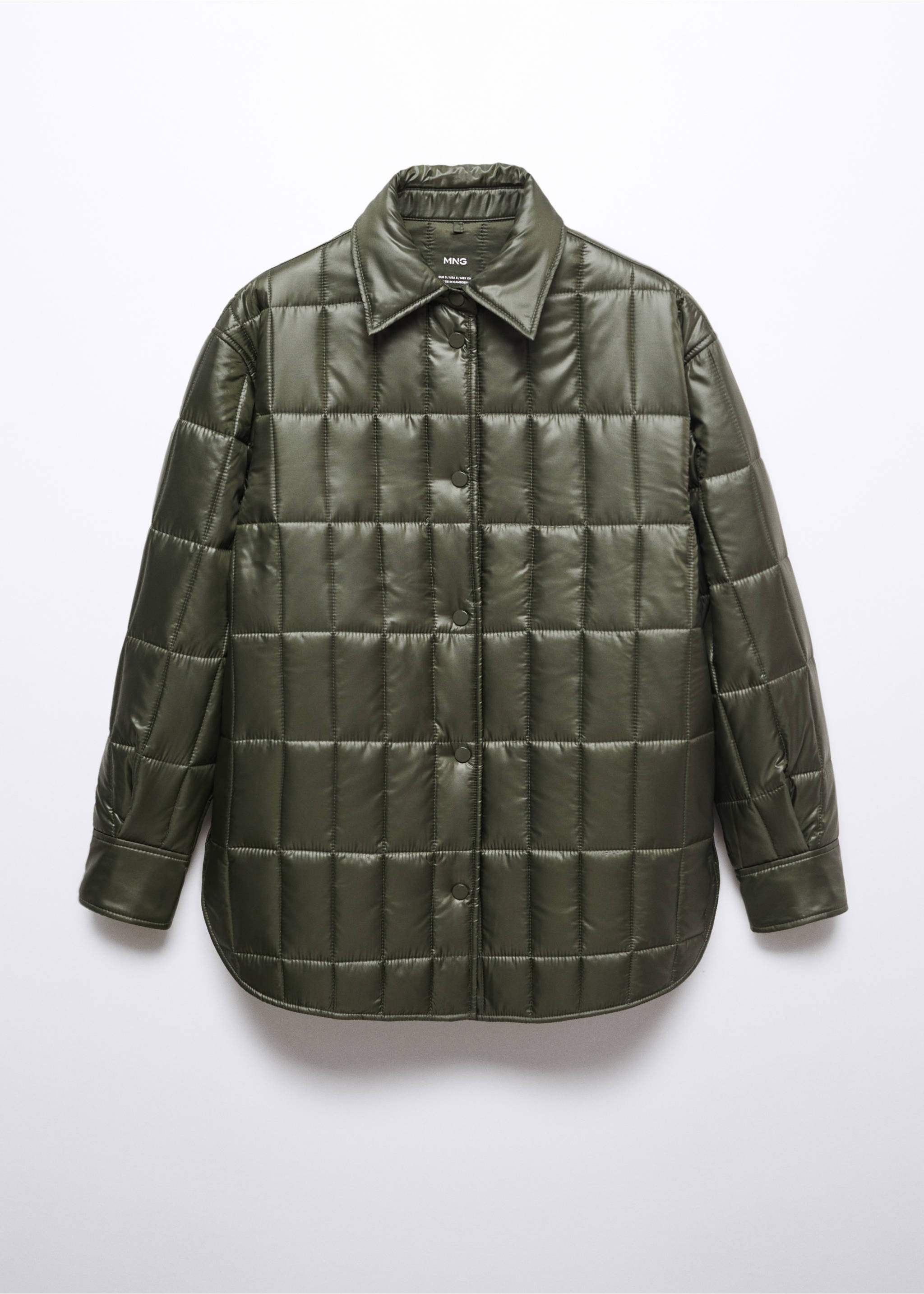 Quilted anorak with shirt collar - Article without model, Khaki. Ref: 57055950-00.