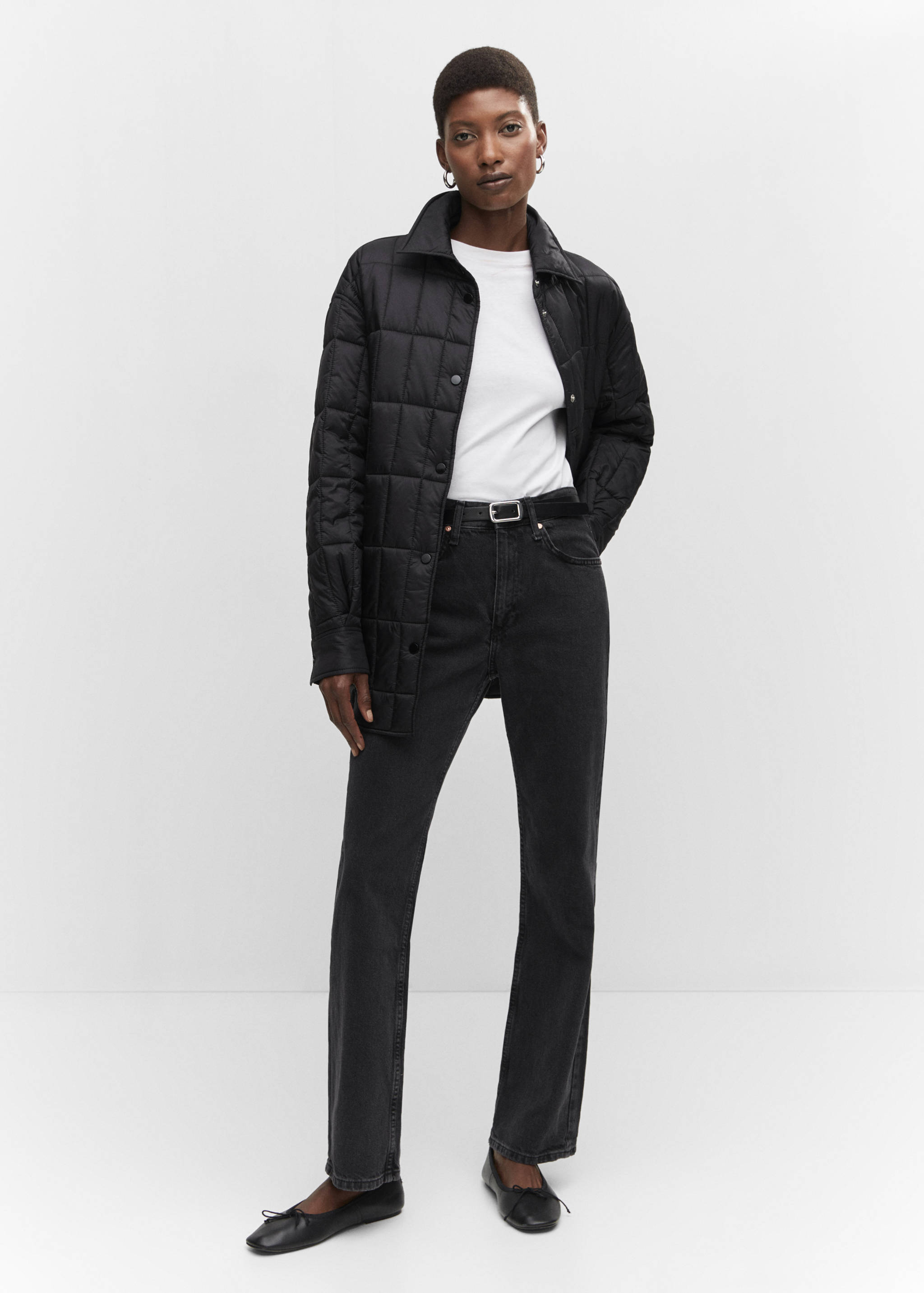 衬衫领绗缝厚夹克 - null