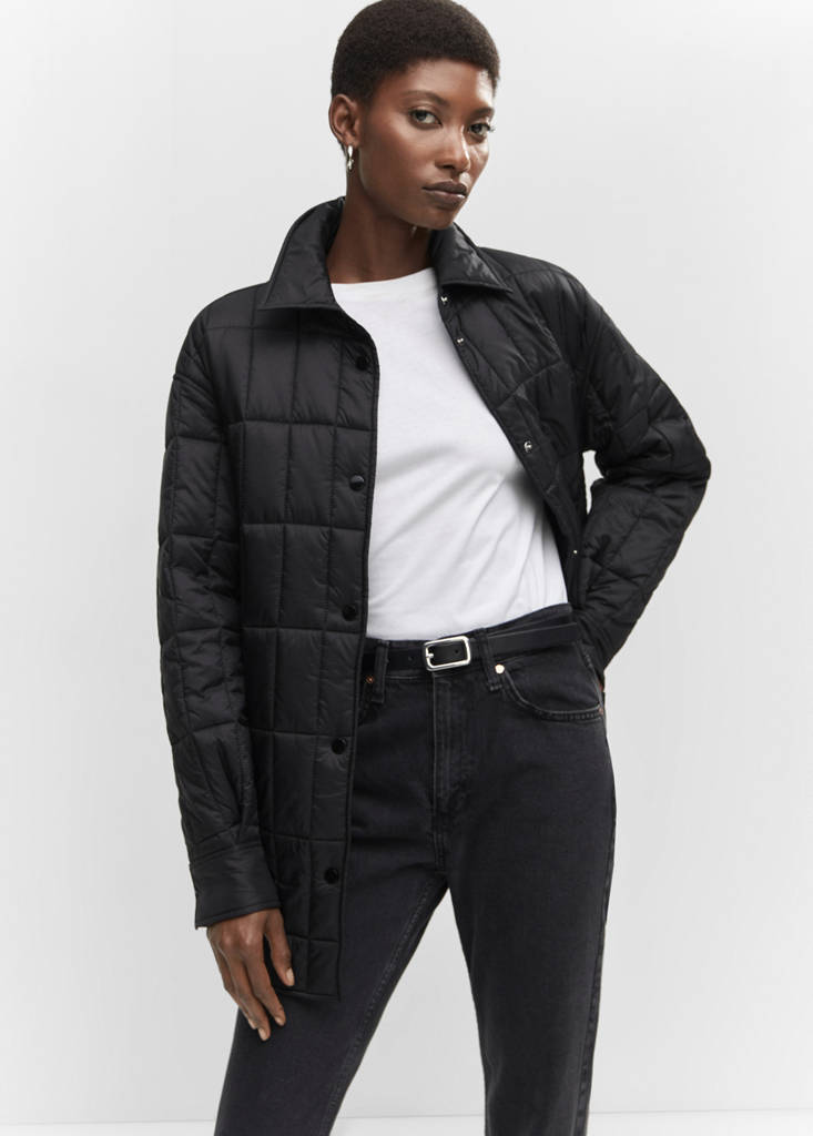 Quilted anorak with shirt collar