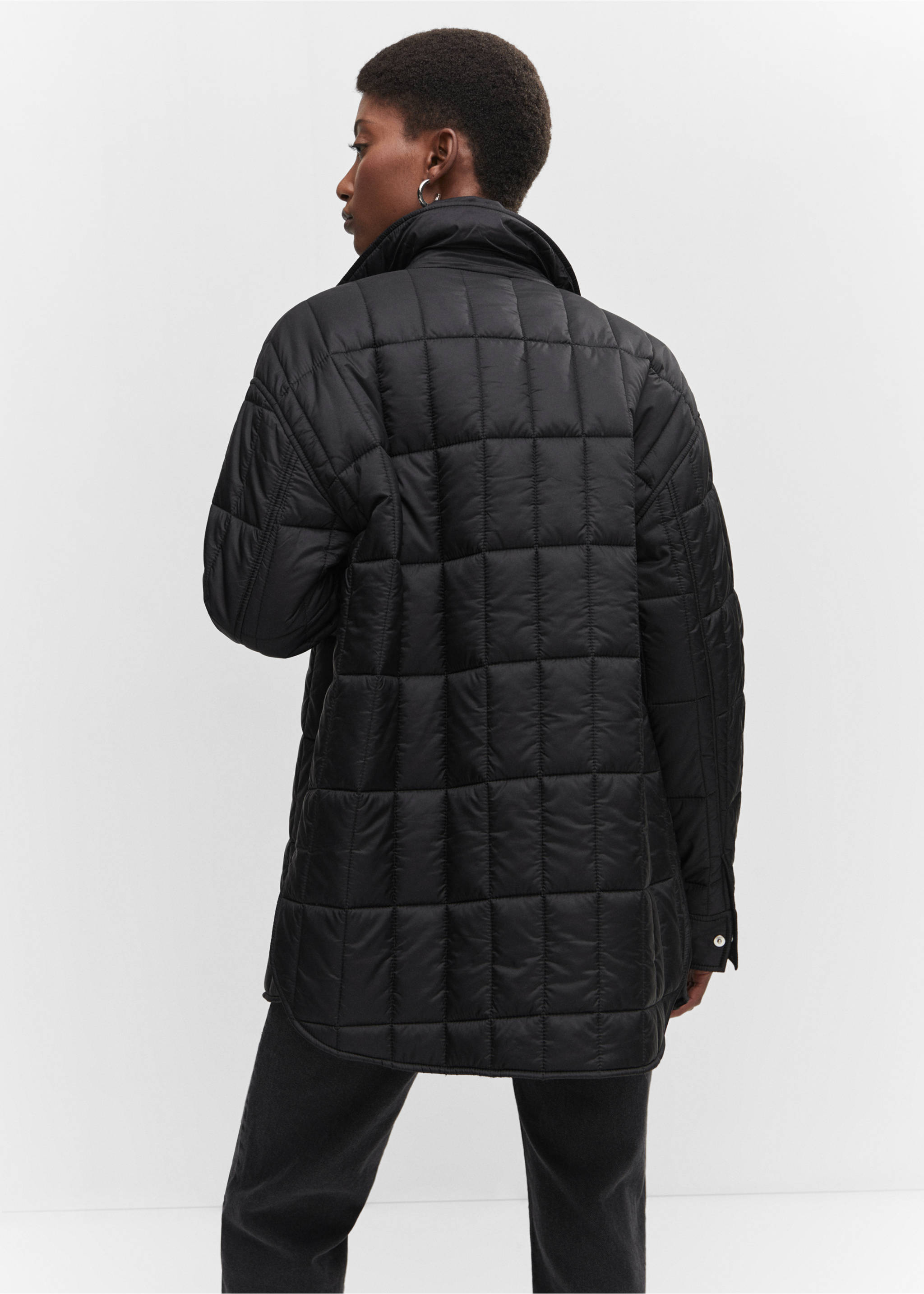 Anorak matelassé col chemise - Verso de l’article, Noir. Ref: 57055950-00.