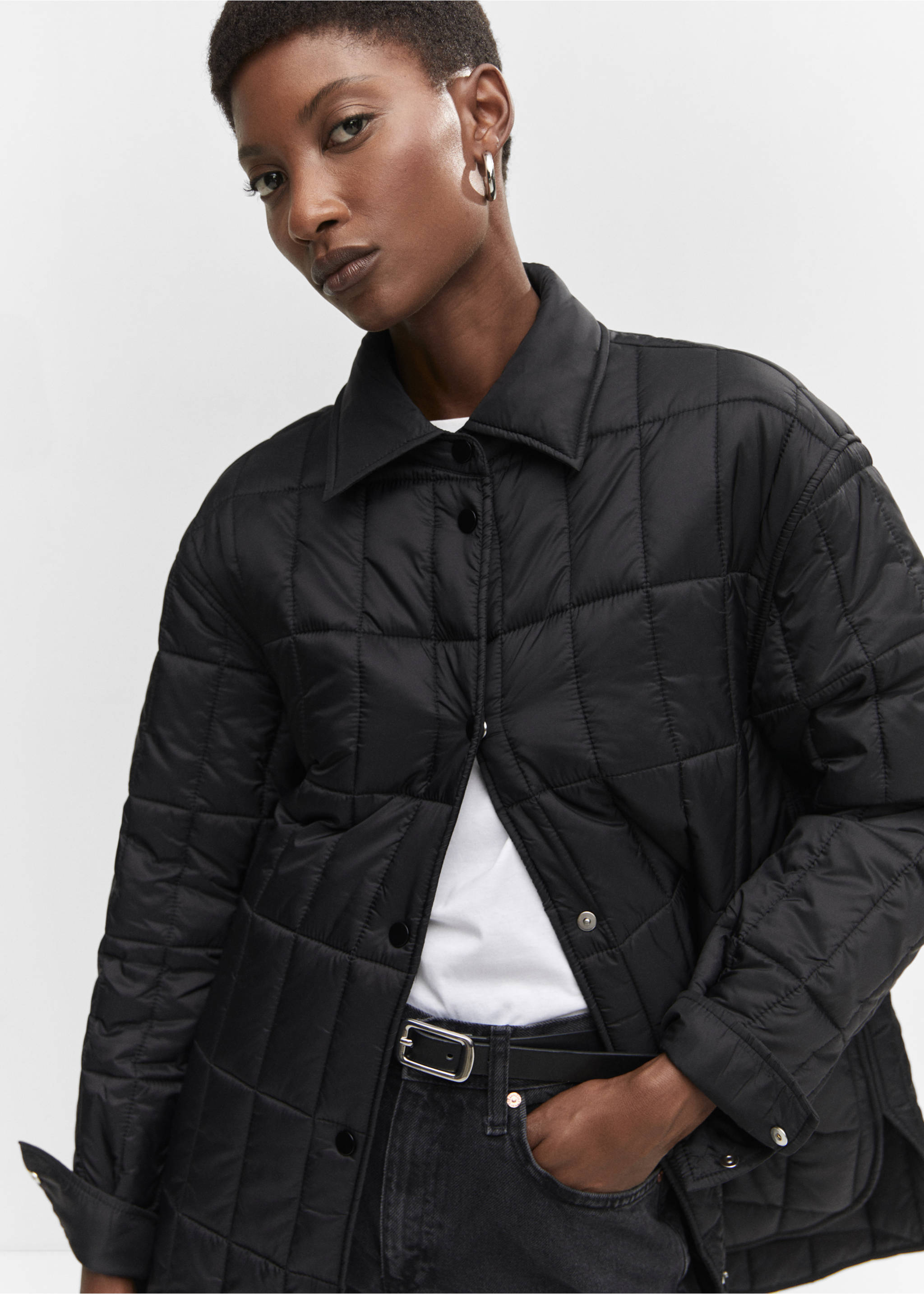 Anorak matelassé col chemise - Détail de l'article 1, Noir. Ref: 57055950-00.