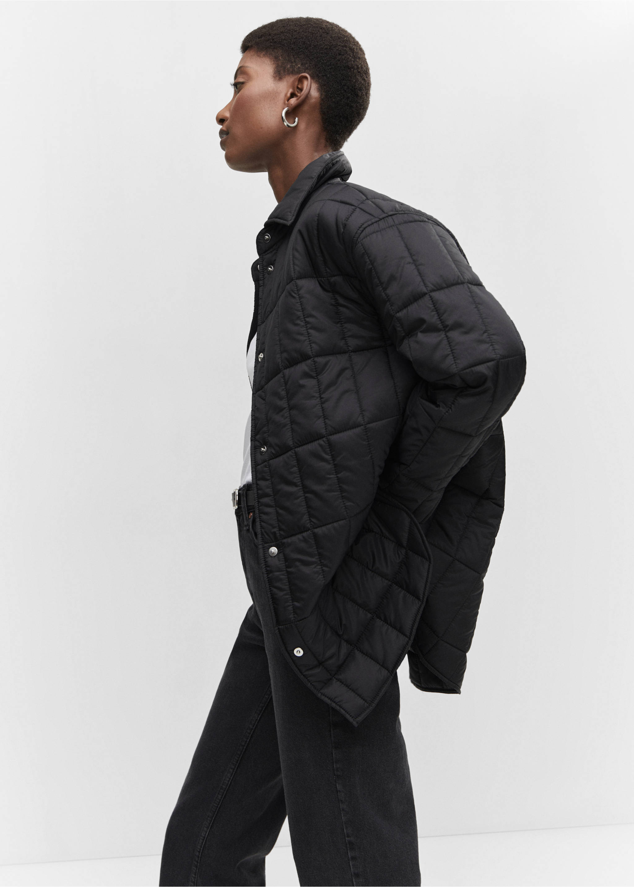 Anorak matelassé col chemise - Détail de l'article 2, Noir. Ref: 57055950-00.