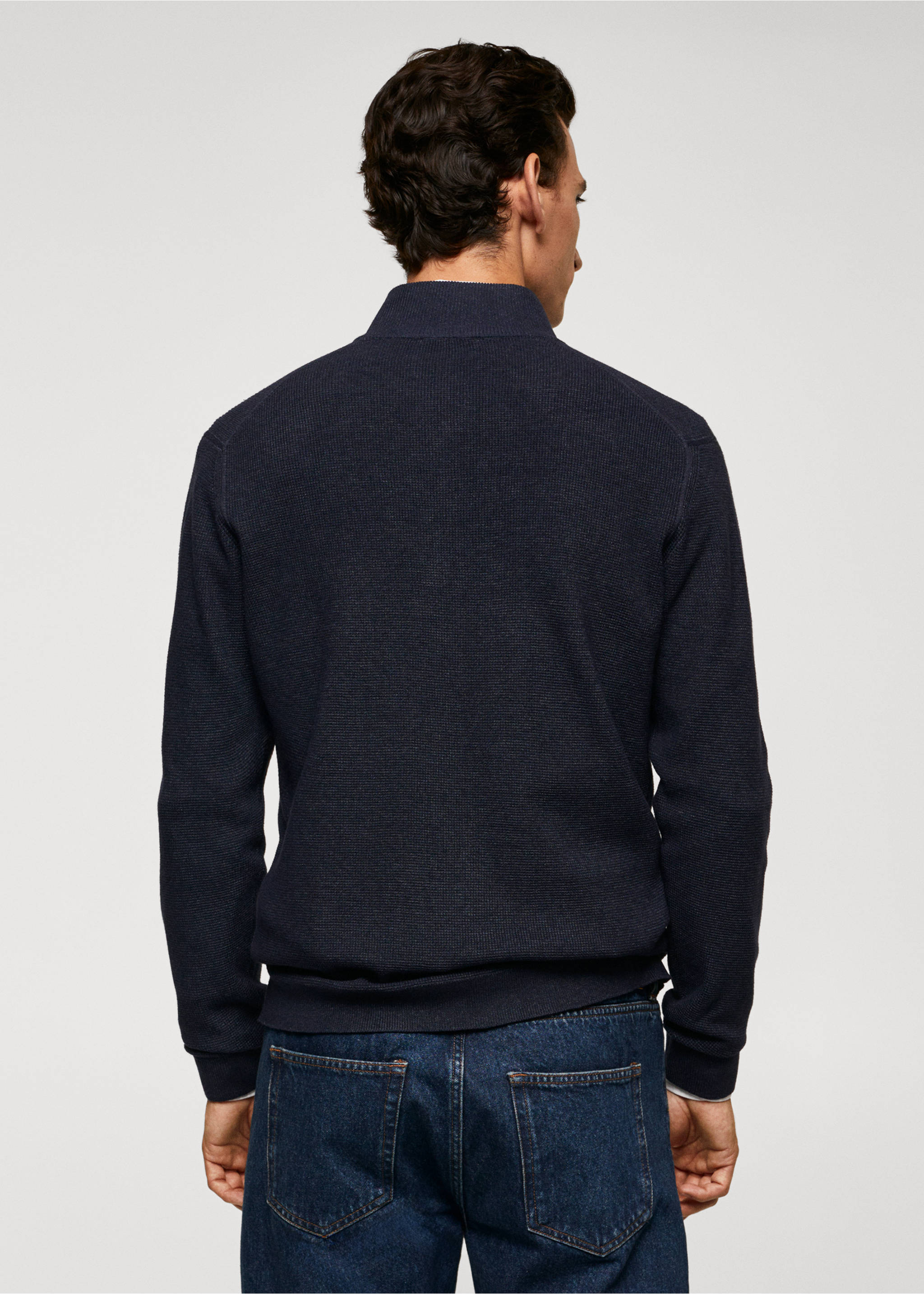 Pullover collo perkins a imbuto - Retro dell'articolo, Navy. Ref: 57055957-00.