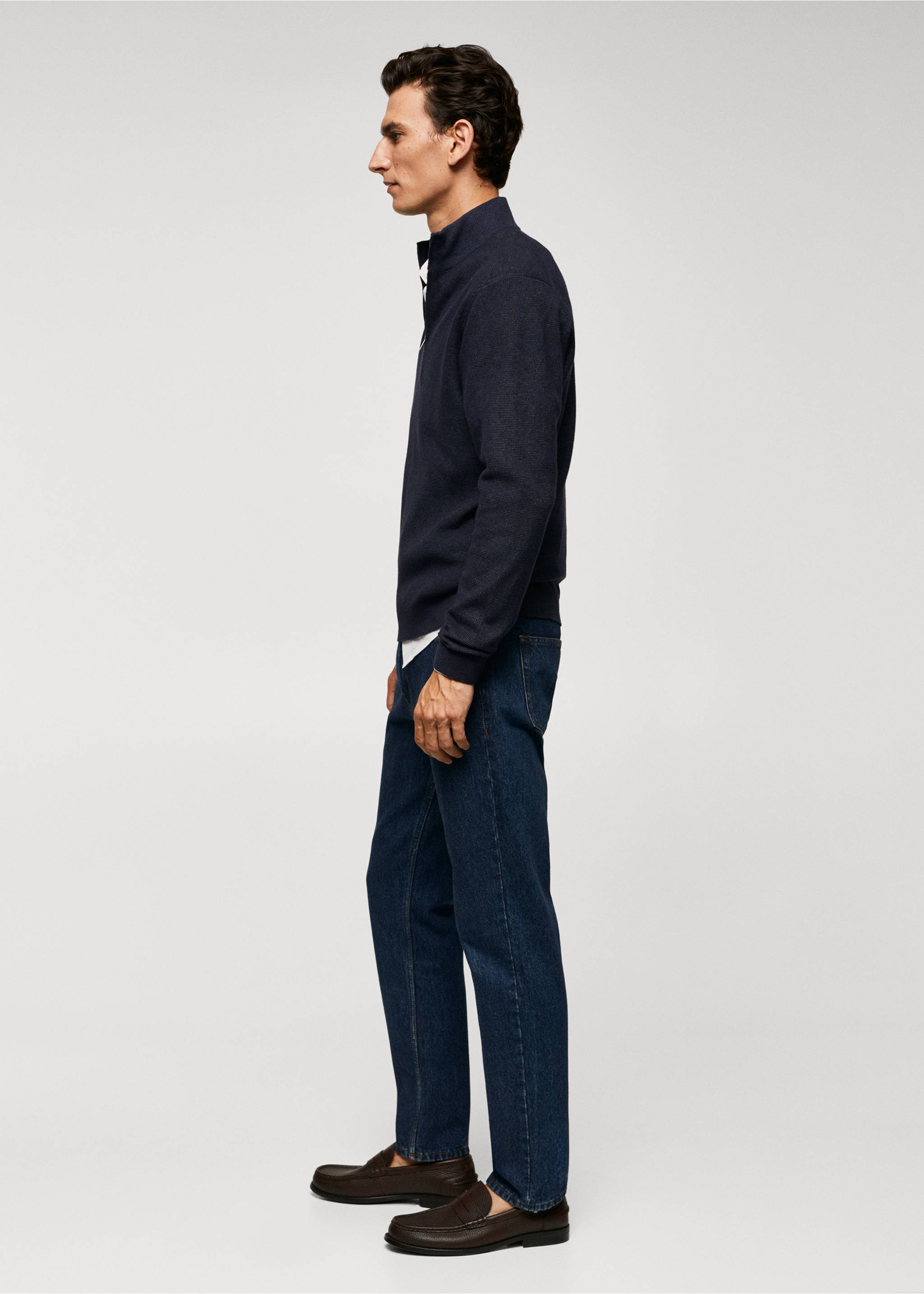 Pullover collo perkins a imbuto - Dettaglio dell'articolo 2, Navy. Ref: 57055957-00.