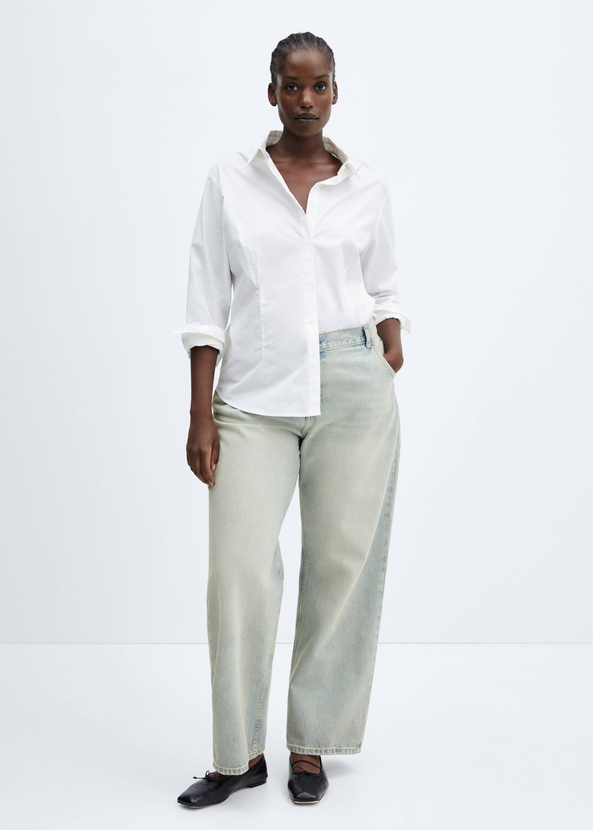 低腰阔腿牛仔裤 - null